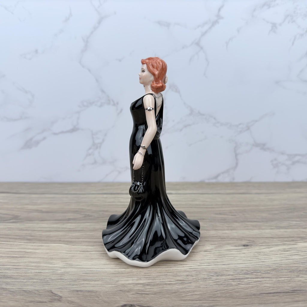 Coalport Pretty Lady Figurine, Hand-Decorated Porcelain, Black Dress