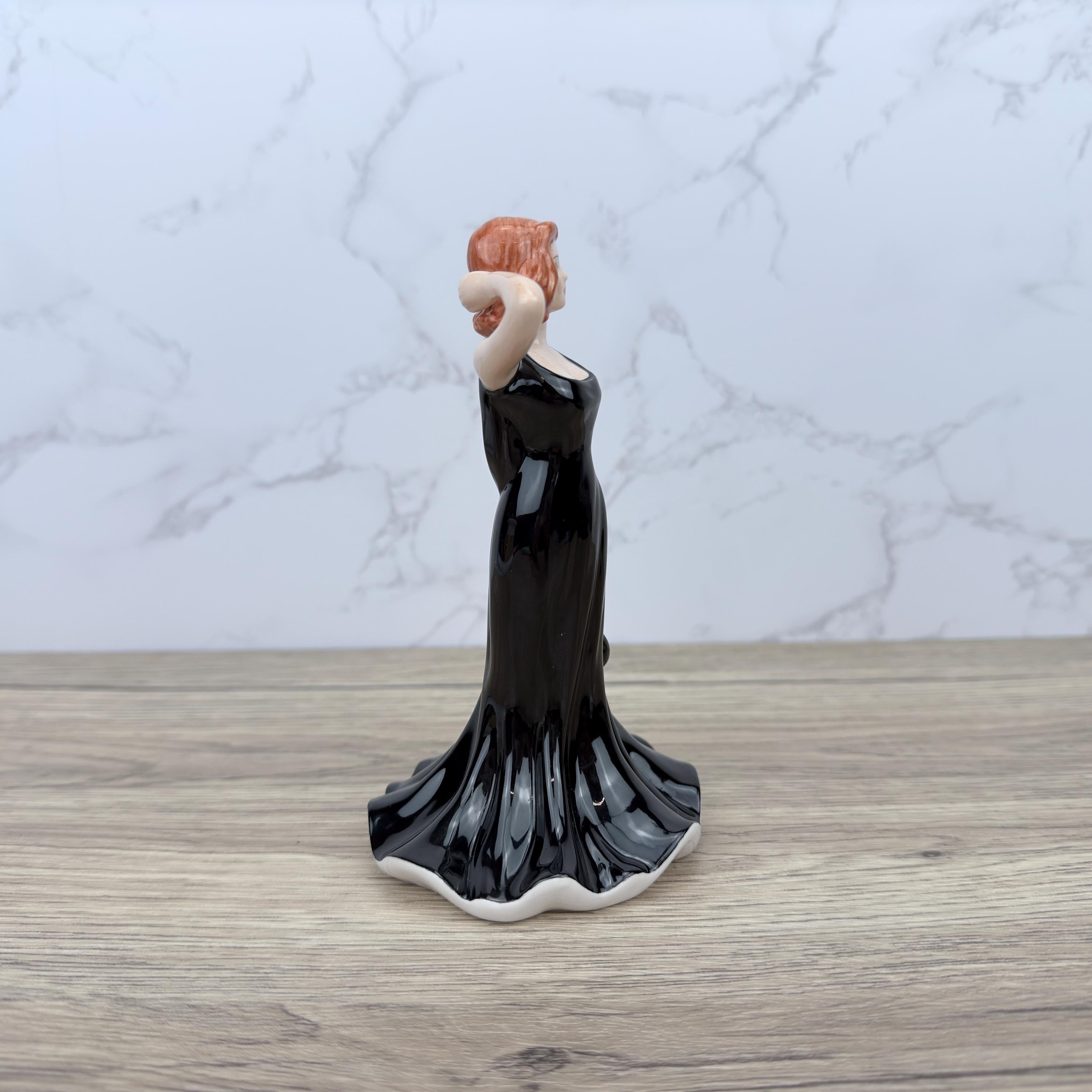 Coalport Pretty Lady Figurine, Hand-Decorated Porcelain, Black Dress