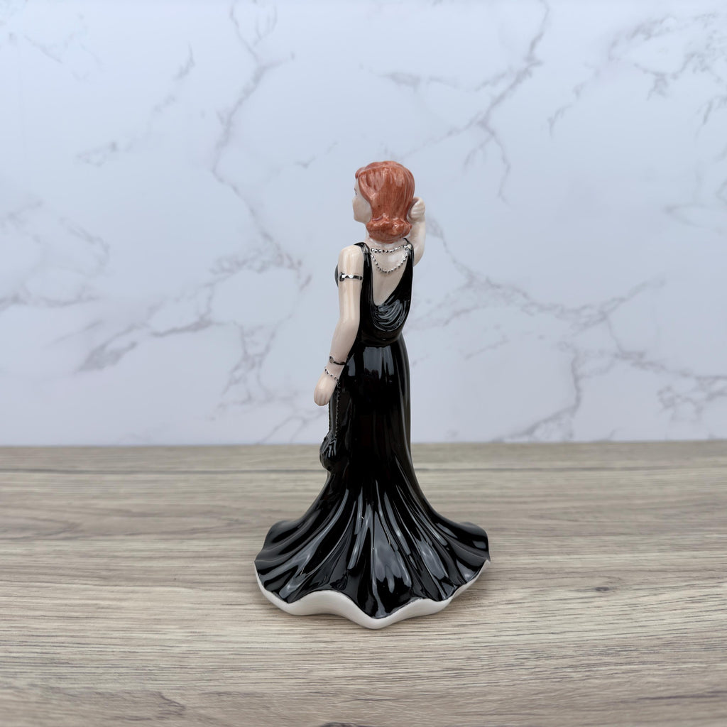 Coalport Pretty Lady Figurine, Hand-Decorated Porcelain, Black Dress