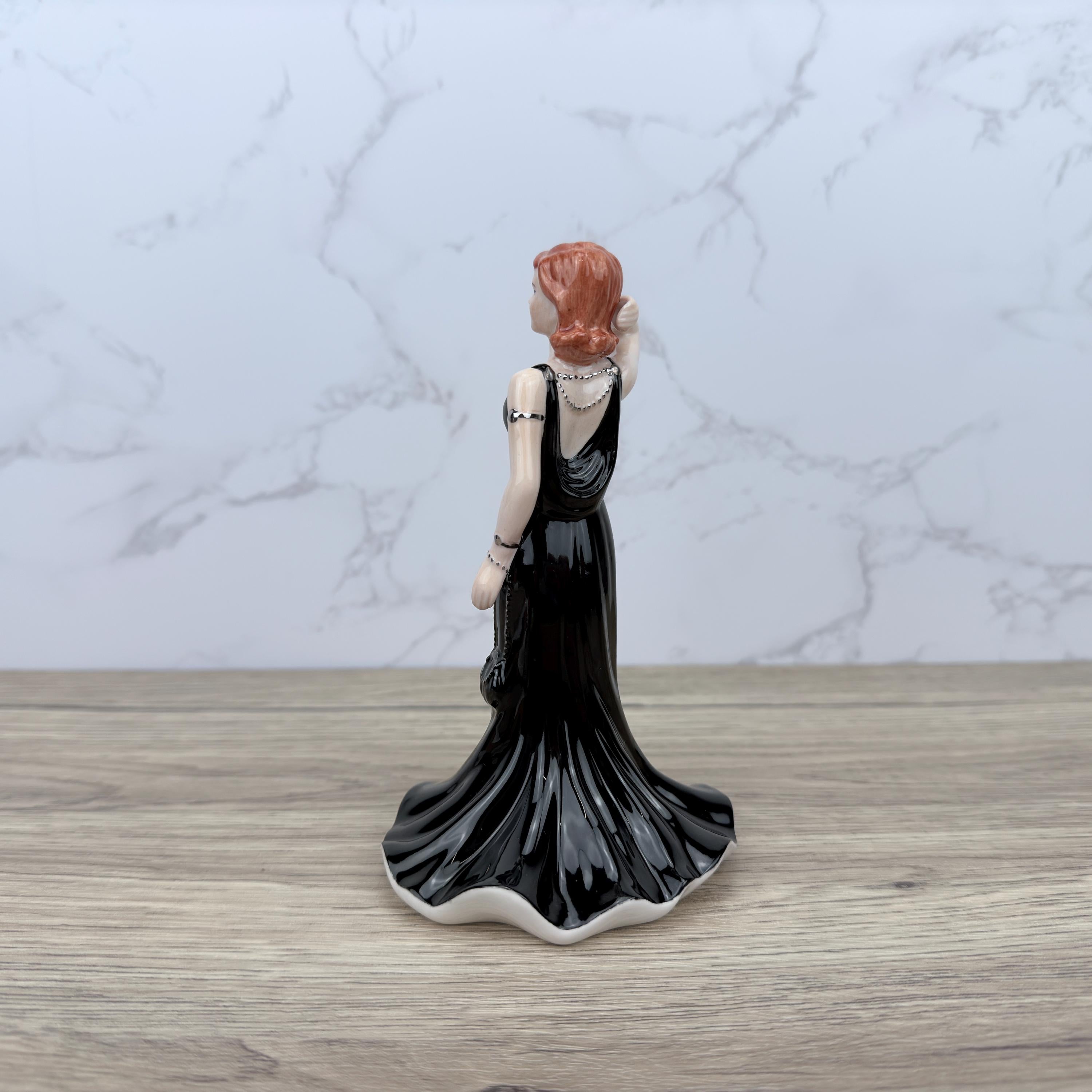 Coalport Pretty Lady Figurine, Hand-Decorated Porcelain, Black Dress