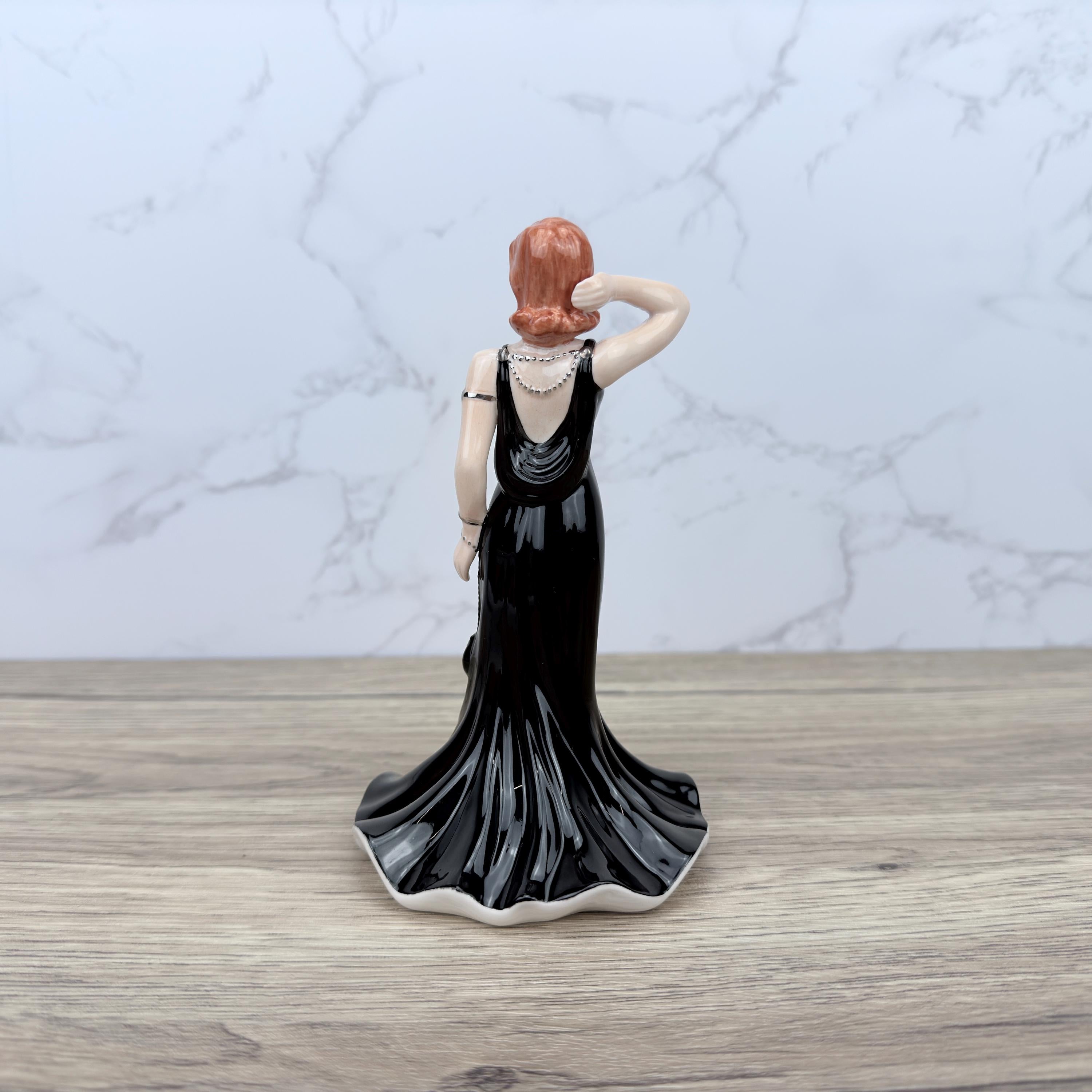 Coalport Pretty Lady Figurine, Hand-Decorated Porcelain, Black Dress