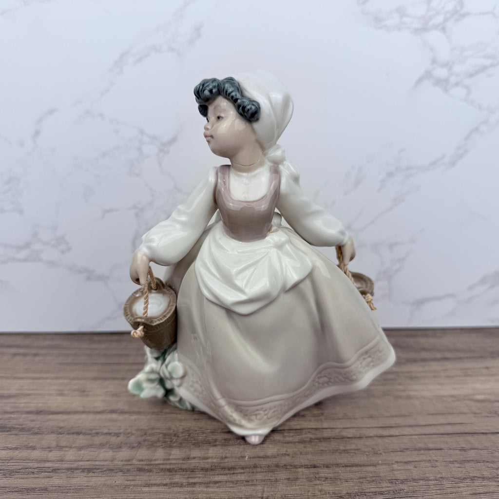 Nao by Lladro Porcelain Farm Girl with Buckets Figurine, Spain