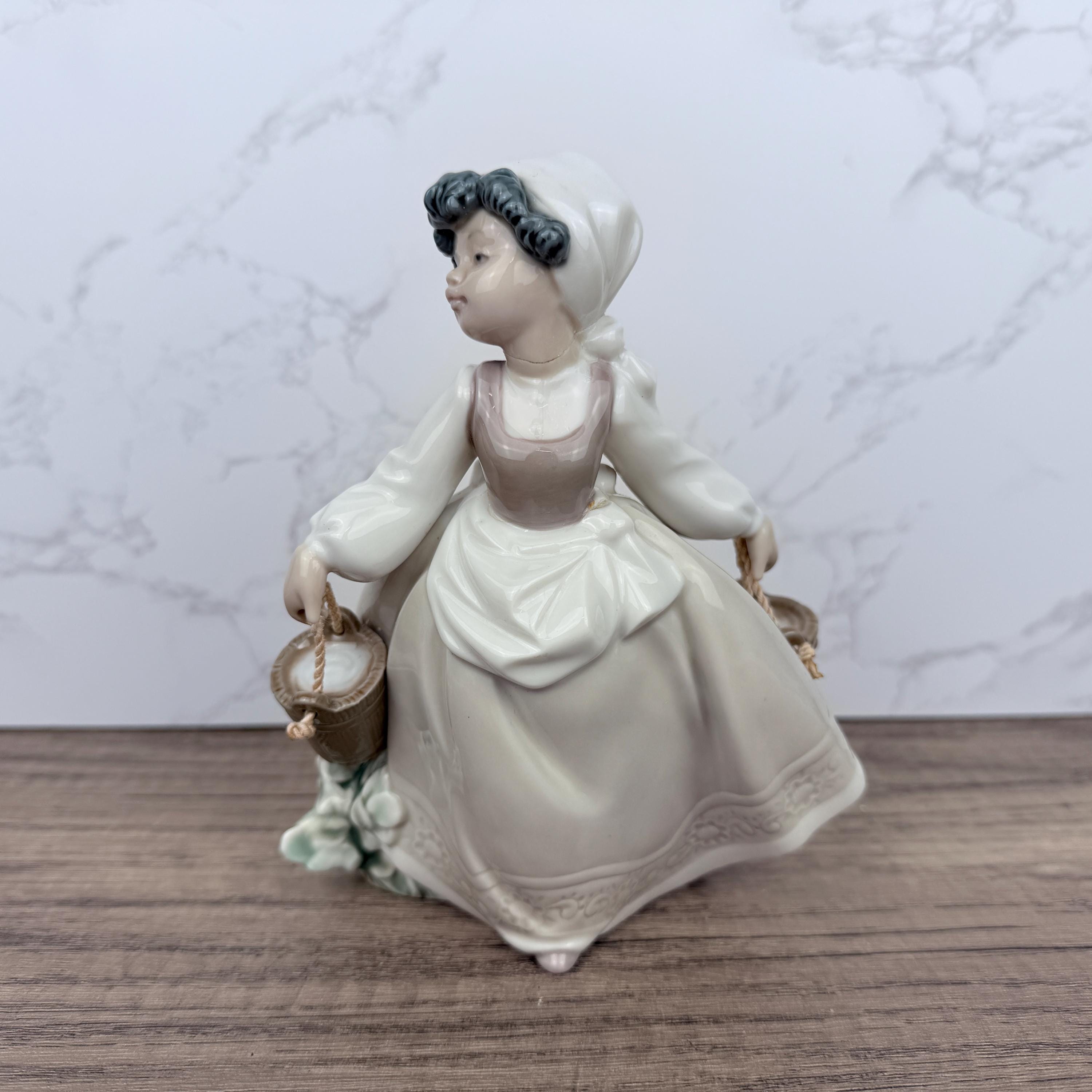 Nao by Lladro Porcelain Farm Girl with Buckets Figurine, Spain