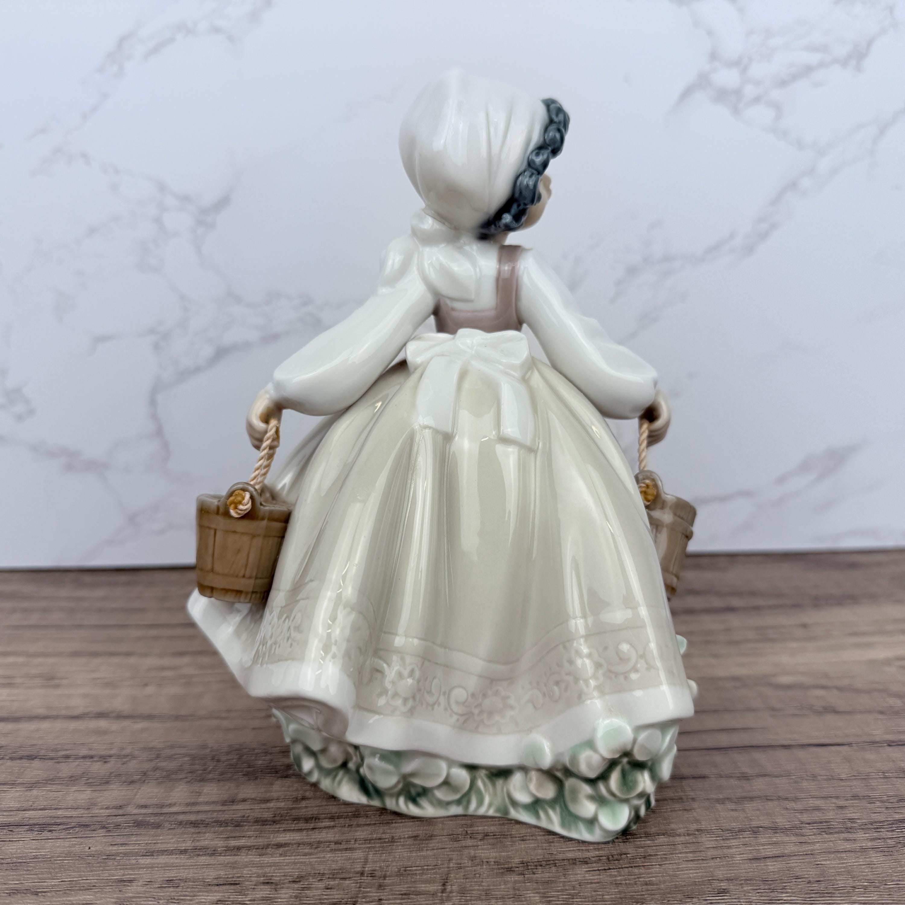 Nao by Lladro Porcelain Farm Girl with Buckets Figurine, Spain