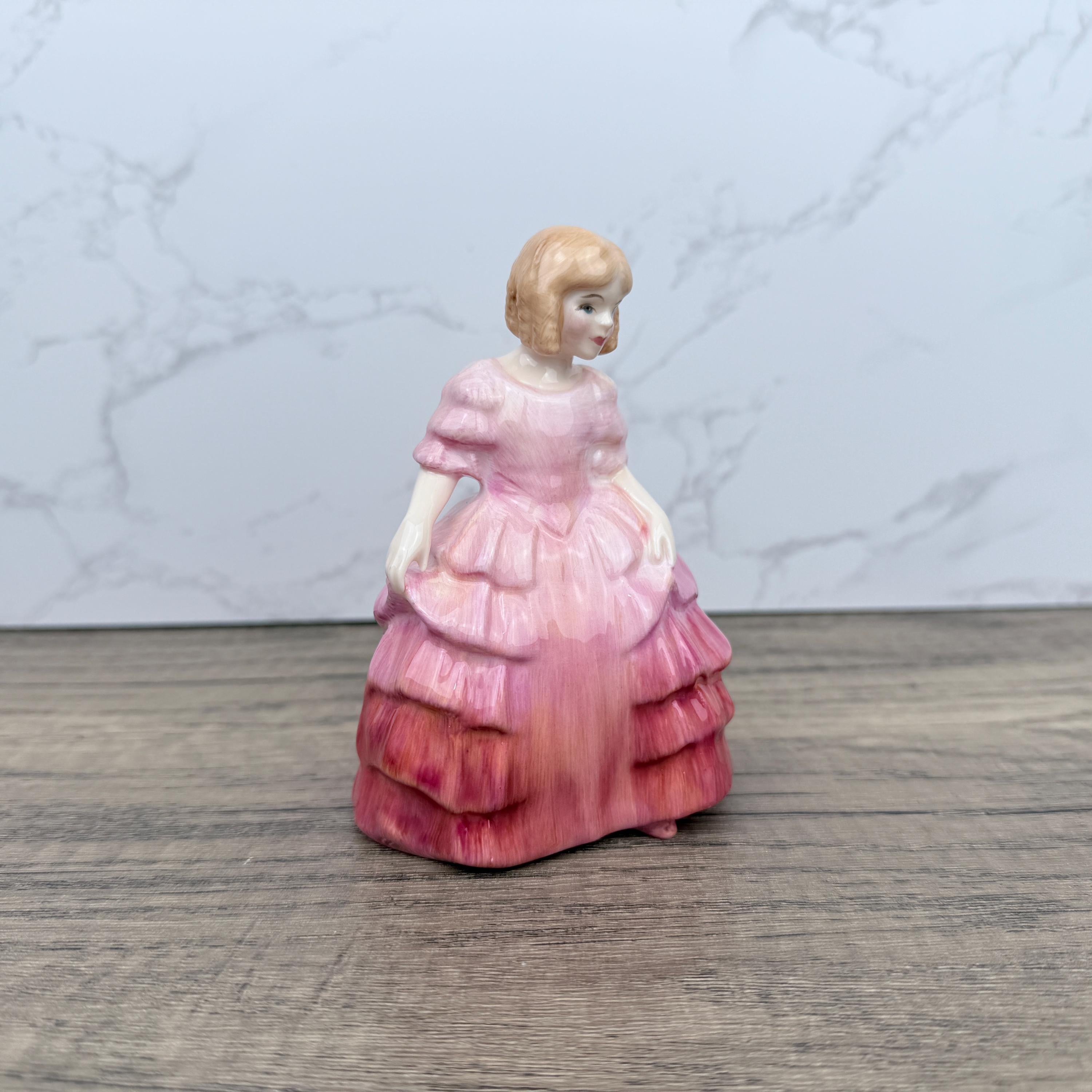 ROYAL DOULTON Rose 1368 Girl in a Pink Dress POTTED by Doulton Vintage Figurine