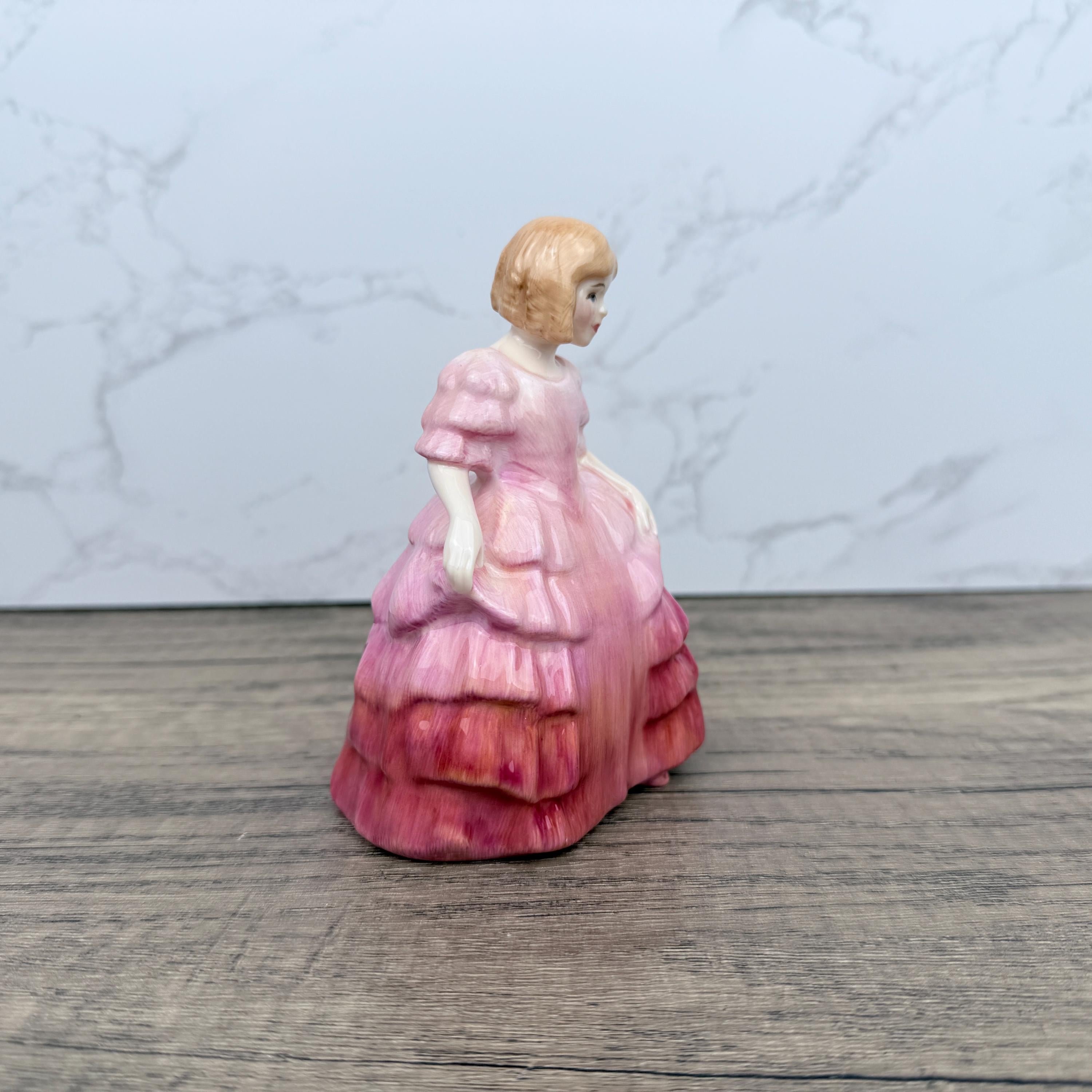 ROYAL DOULTON Rose 1368 Girl in a Pink Dress POTTED by Doulton Vintage Figurine