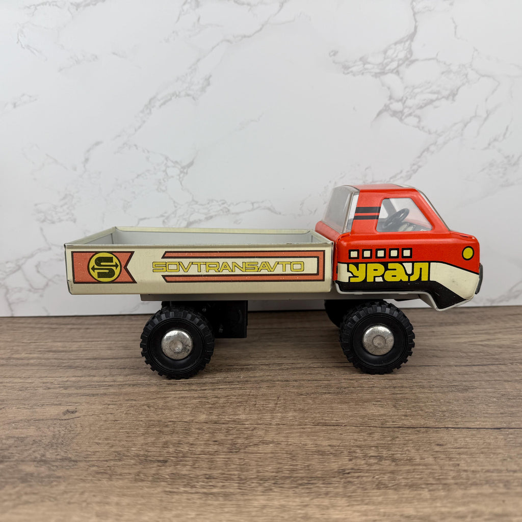 Vintage Ural 5567 Tin Dump Truck, USSR Toy, Collectible Ornament