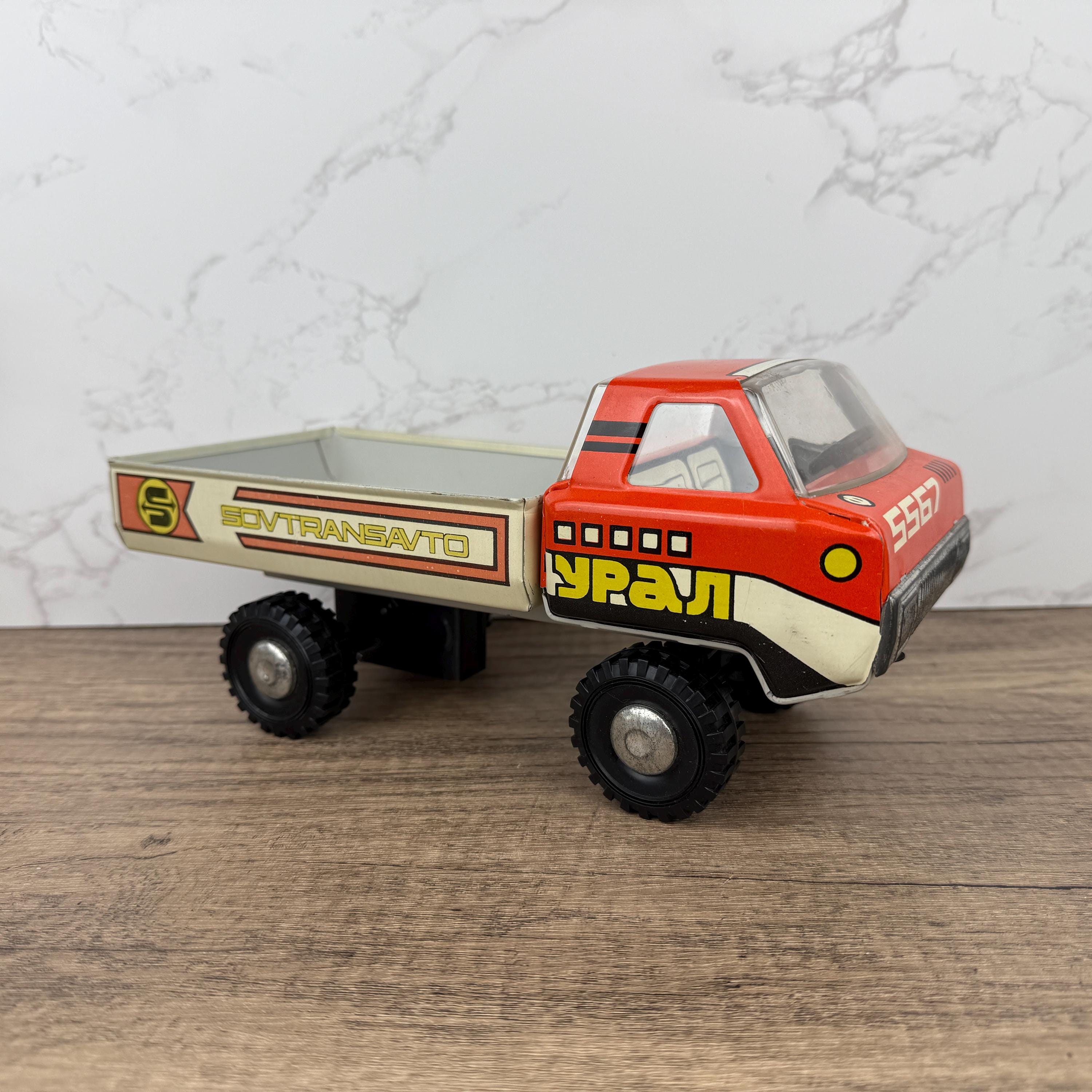 Vintage Ural 5567 Tin Dump Truck, USSR Toy, Collectible Ornament