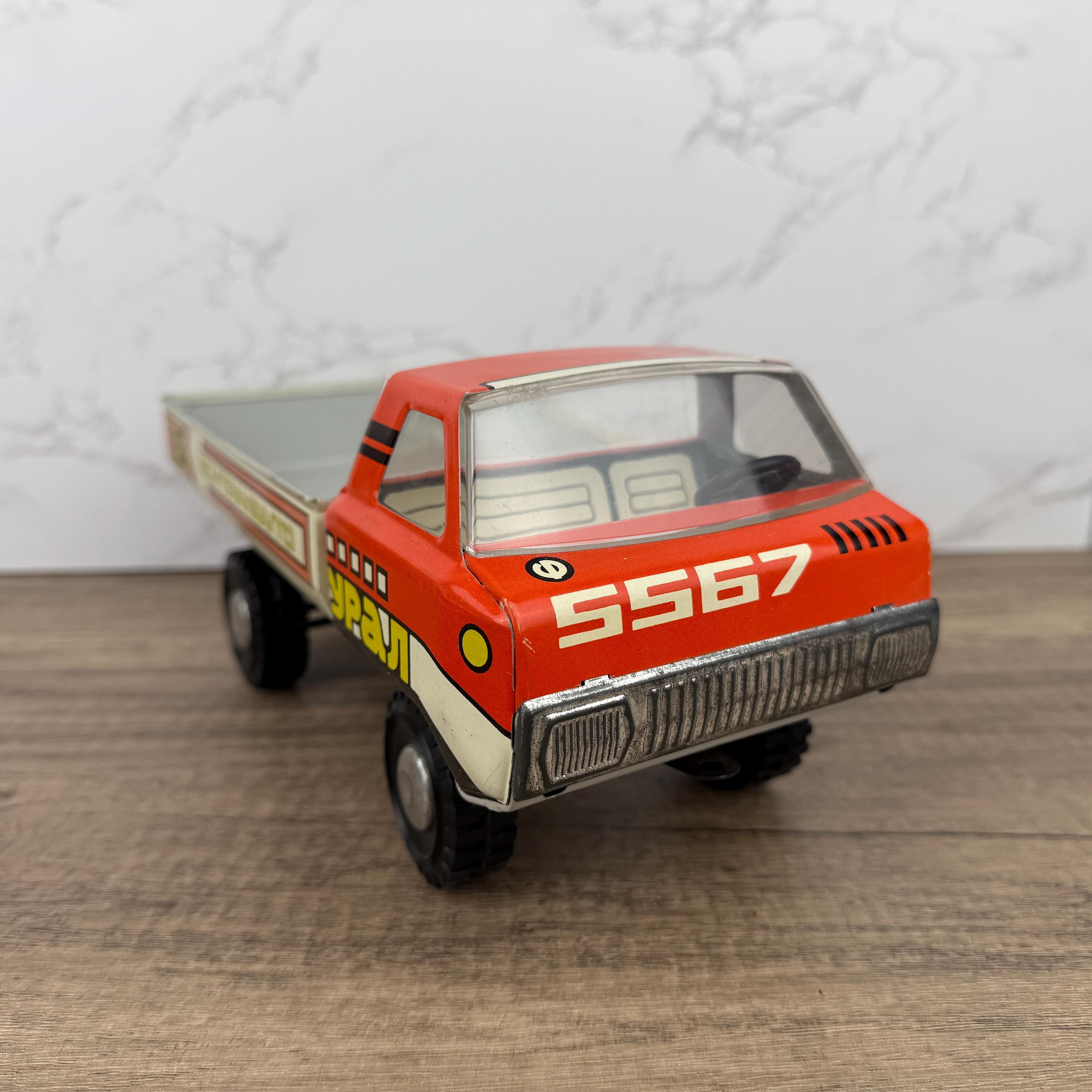 Vintage Ural 5567 Tin Dump Truck, USSR Toy, Collectible Ornament
