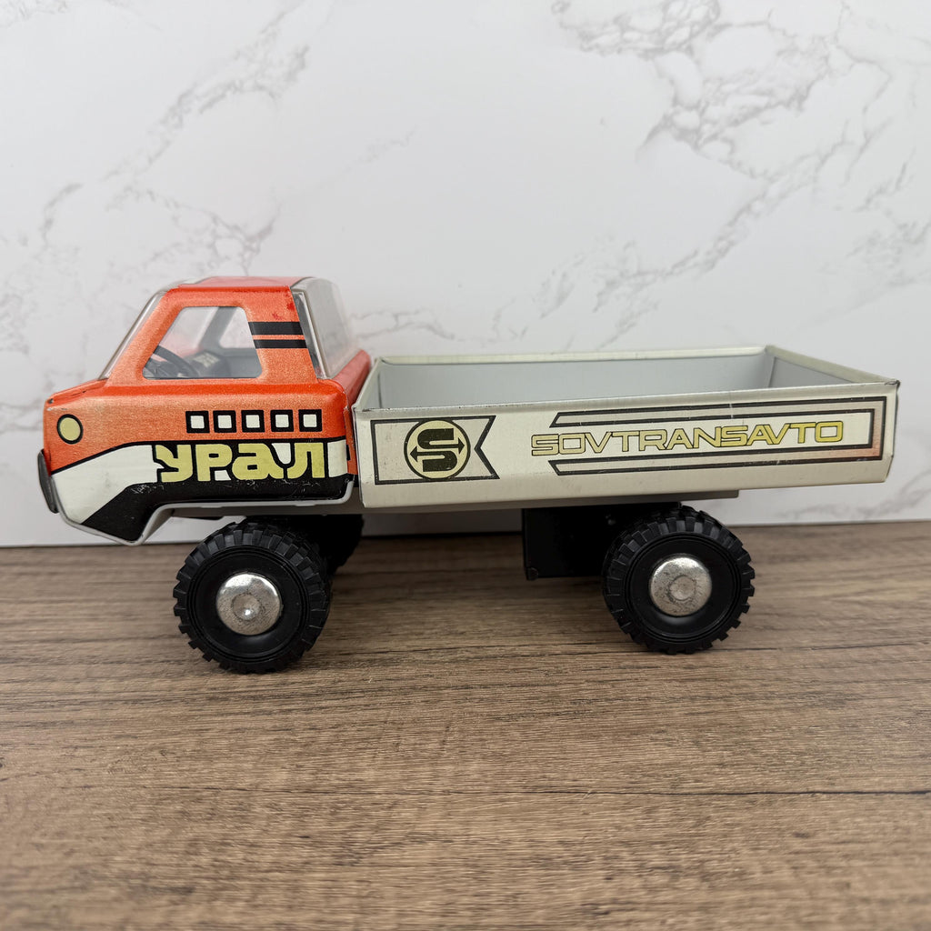 Vintage Ural 5567 Tin Dump Truck, USSR Toy, Collectible Ornament
