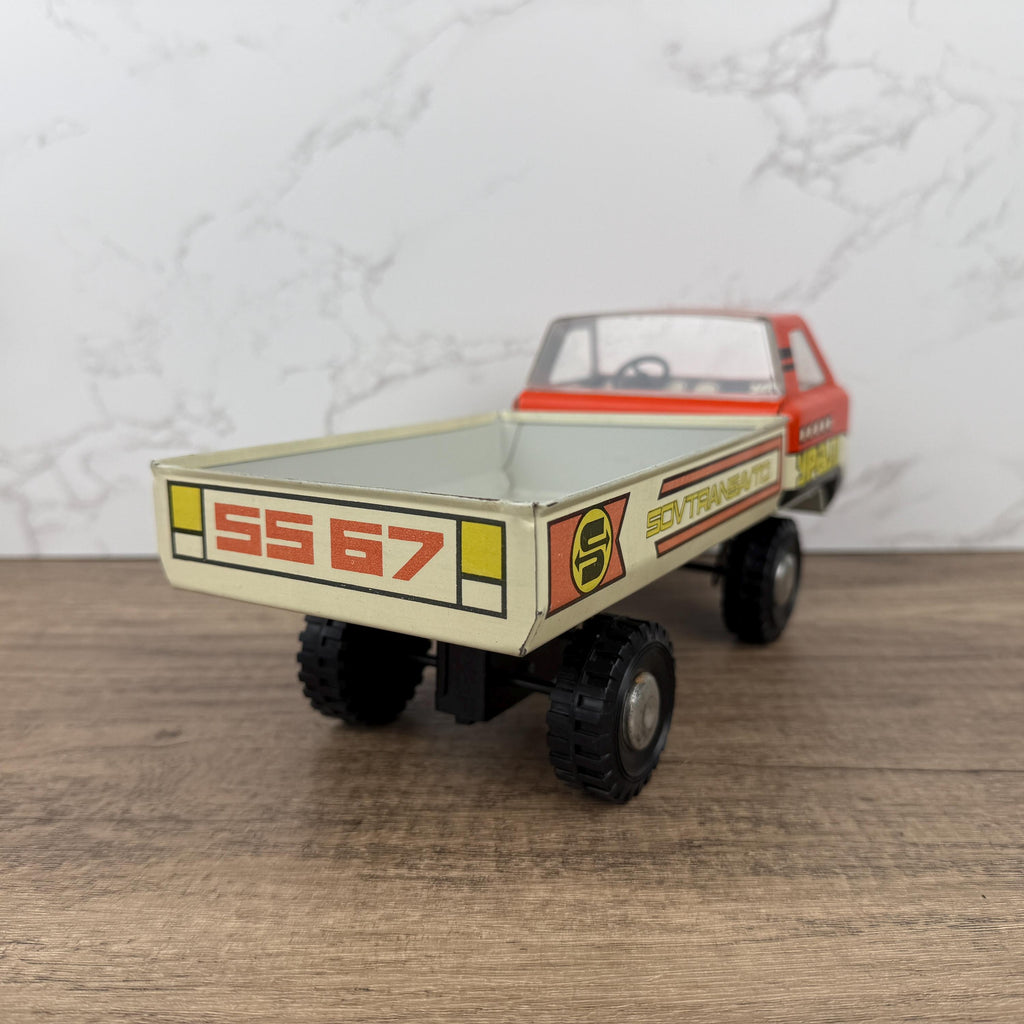 Vintage Ural 5567 Tin Dump Truck, USSR Toy, Collectible Ornament