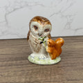 Antique BESWICK Beatrix Potters Porcelain Fairy Tale Figurine, Old Mr Brown, Owl and Squirrel Ceramic Kids Gift Ideas, Housewarming Decor