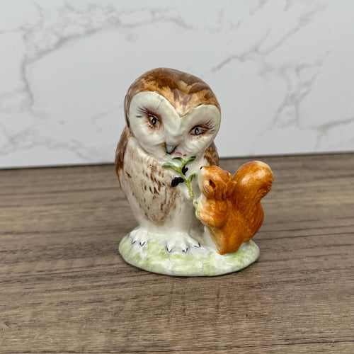 Antique BESWICK Beatrix Potters Porcelain Fairy Tale Figurine, Old Mr Brown, Owl and Squirrel Ceramic Kids Gift Ideas, Housewarming Decor