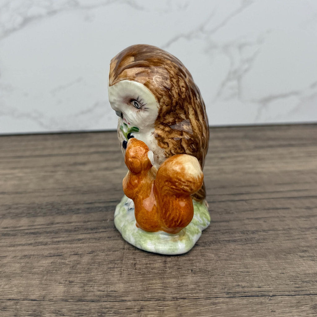 Antique BESWICK Beatrix Potters Porcelain Fairy Tale Figurine, Old Mr Brown, Owl and Squirrel Ceramic Kids Gift Ideas, Housewarming Decor