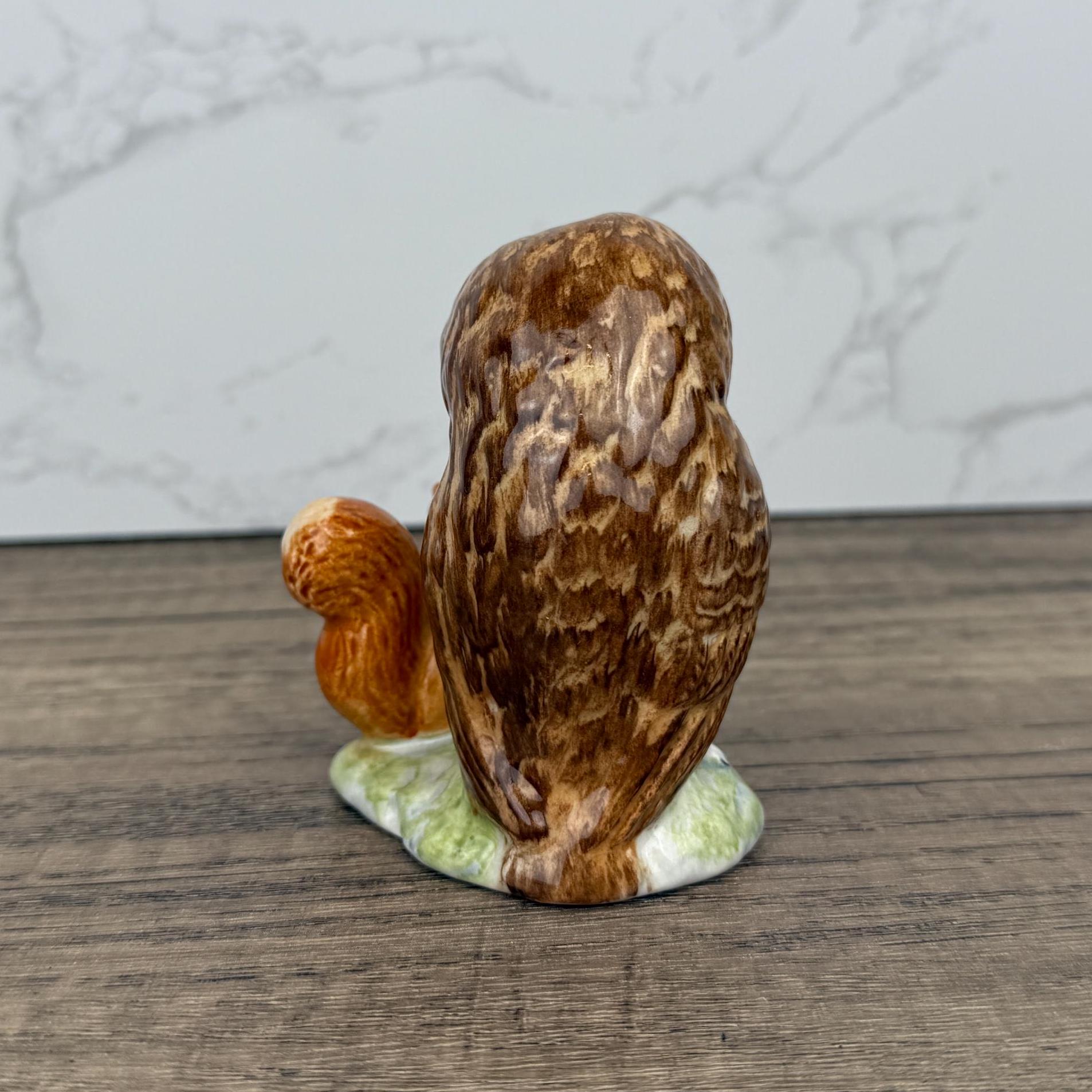 Antique BESWICK Beatrix Potters Porcelain Fairy Tale Figurine, Old Mr Brown, Owl and Squirrel Ceramic Kids Gift Ideas, Housewarming Decor