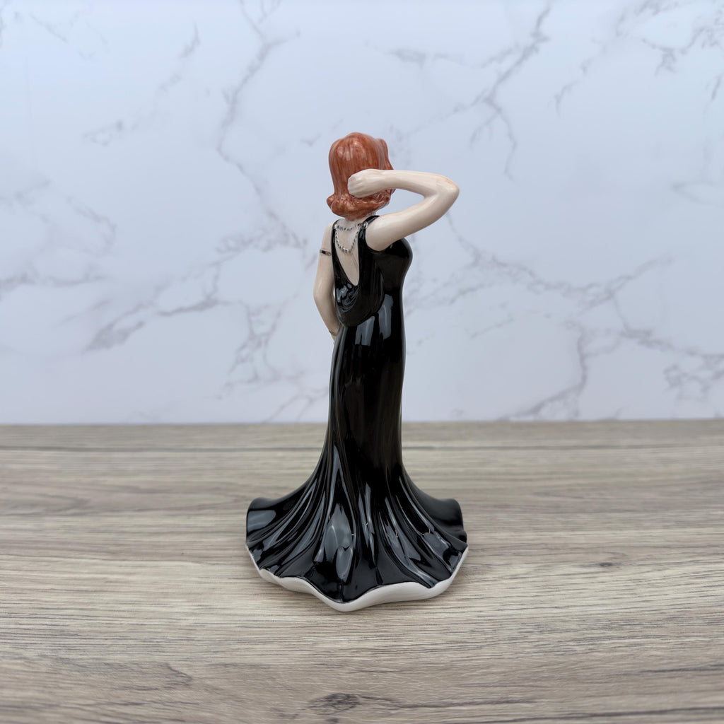 Coalport Pretty Lady Figurine, Hand-Decorated Porcelain, Black Dress