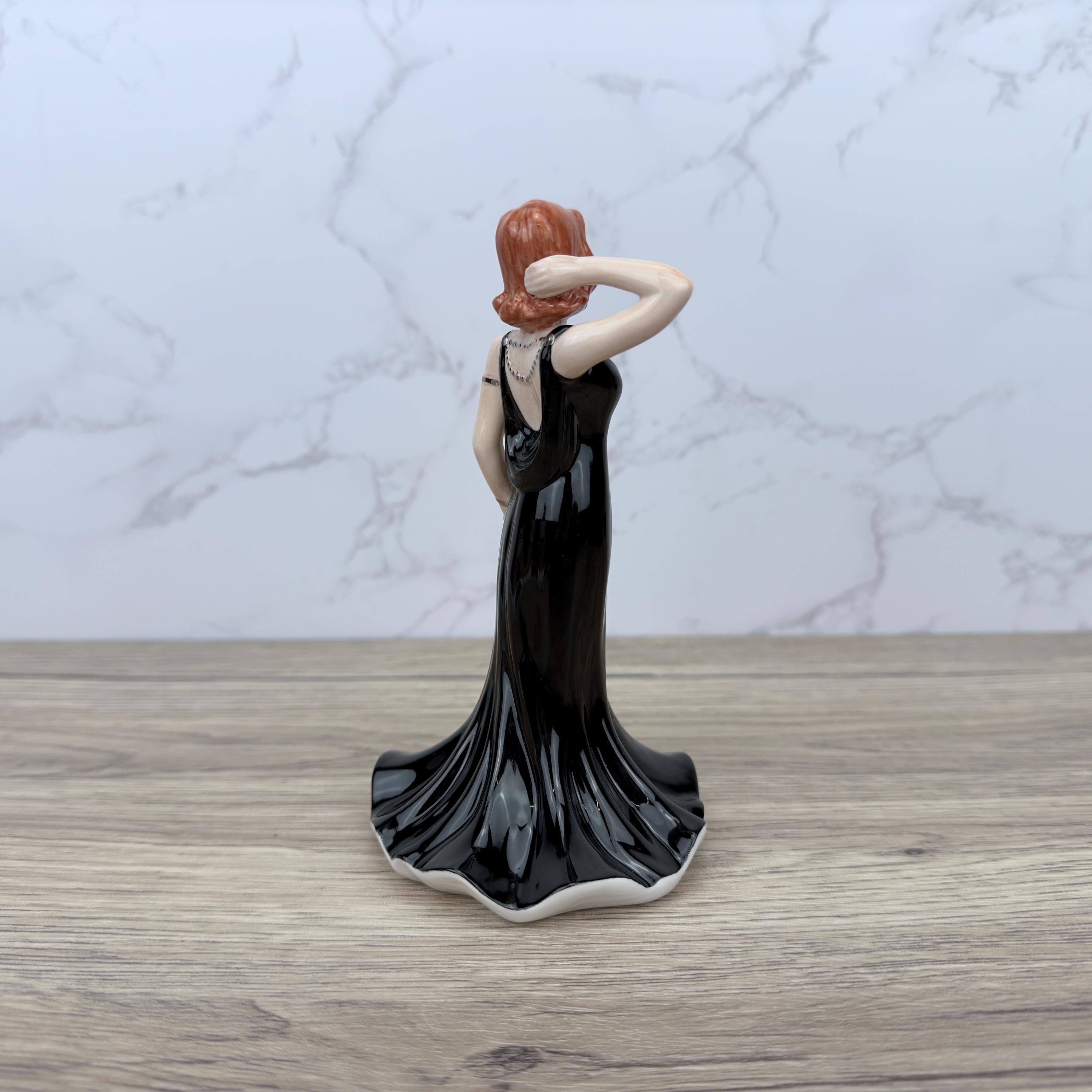 Coalport Pretty Lady Figurine, Hand-Decorated Porcelain, Black Dress