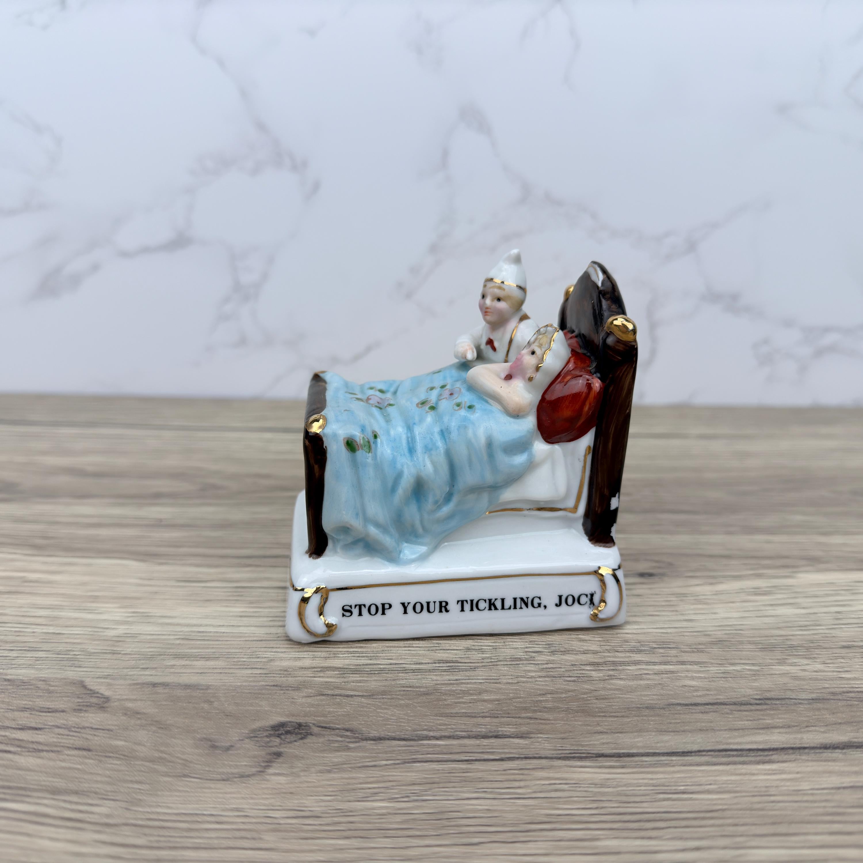 Antique German Fairing, "Stop Your Tickling Jock" Victorian Porcelain Figurine