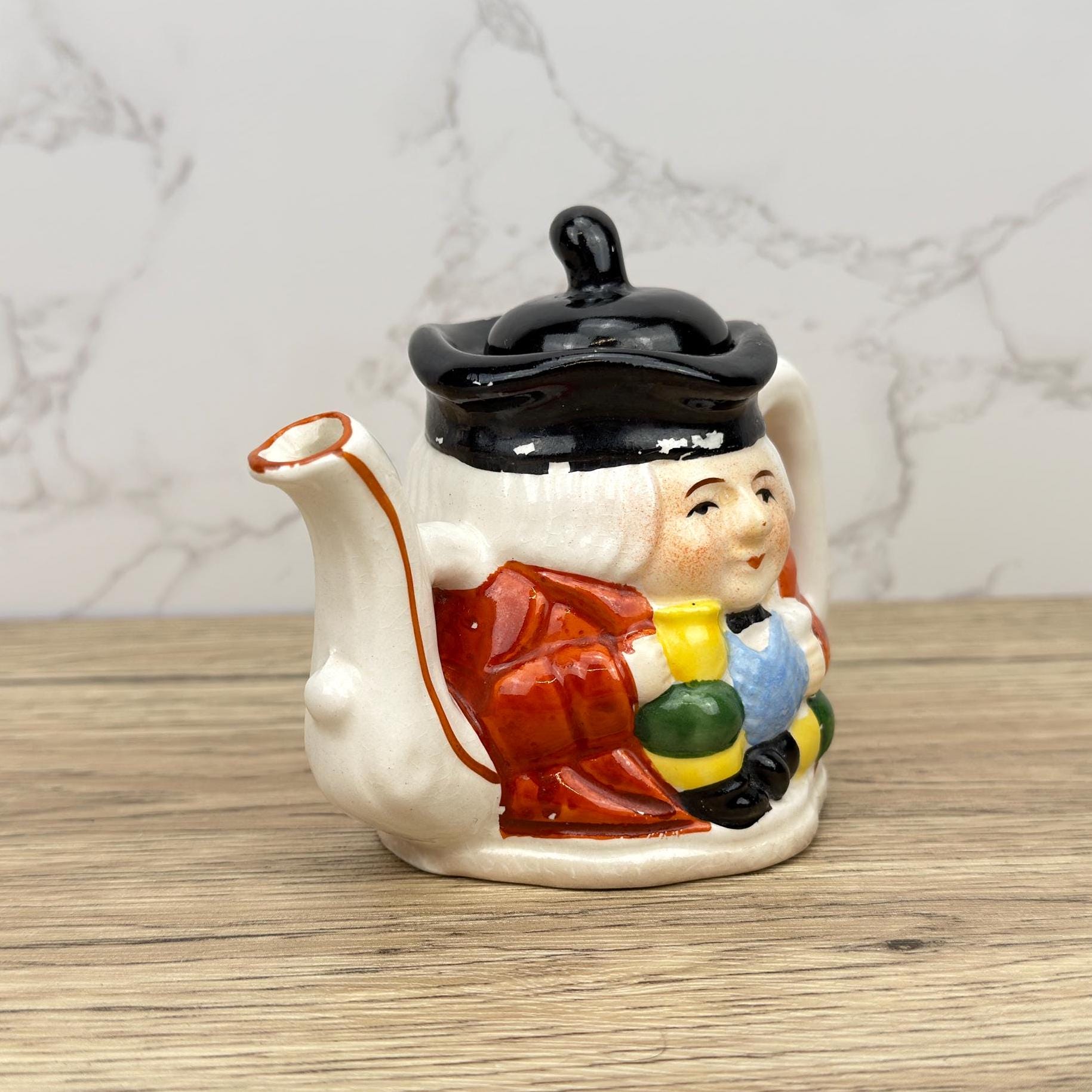 Collectible Toby Character Teapot, Small Double Sided Decor