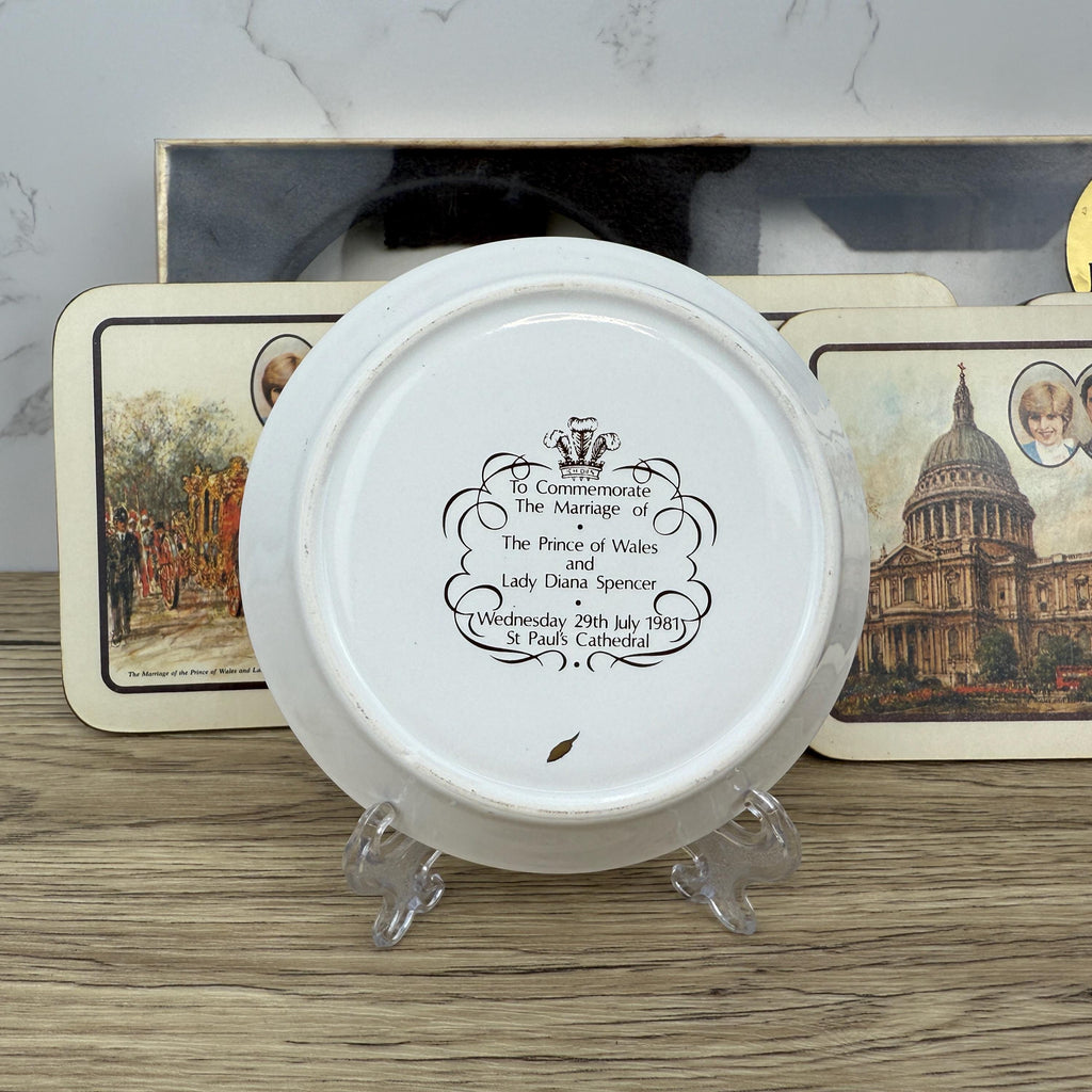 Vintage 1981 Royal Wedding Trinket Dish and Coaster Set, New in Box