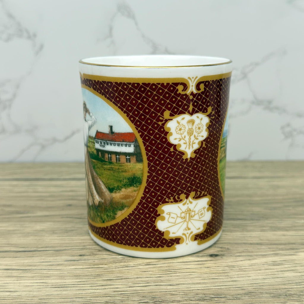 Vintage Royal Worcester Melvyn Buckley Golfing Mug, Gilded Porcelain