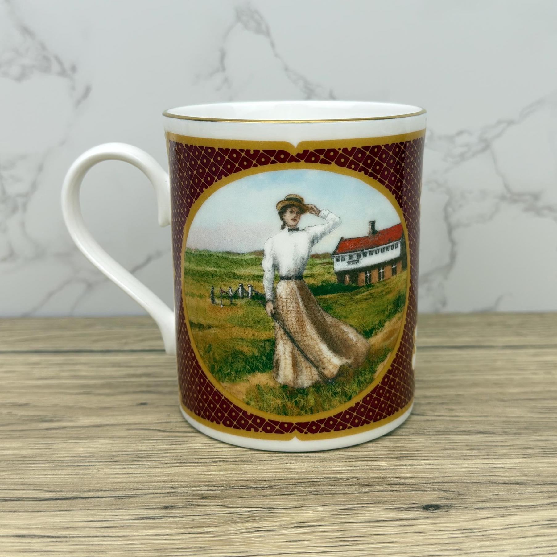 Vintage Royal Worcester Melvyn Buckley Golfing Mug, Gilded Porcelain