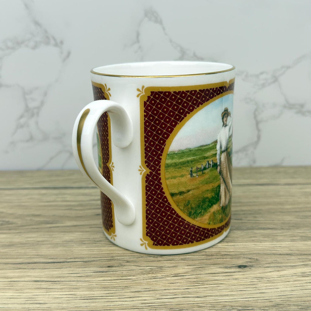 Vintage Royal Worcester Melvyn Buckley Golfing Mug, Gilded Porcelain