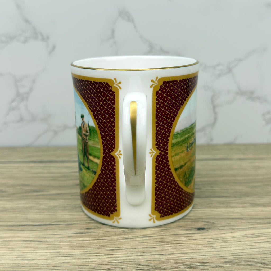Vintage Royal Worcester Melvyn Buckley Golfing Mug, Gilded Porcelain