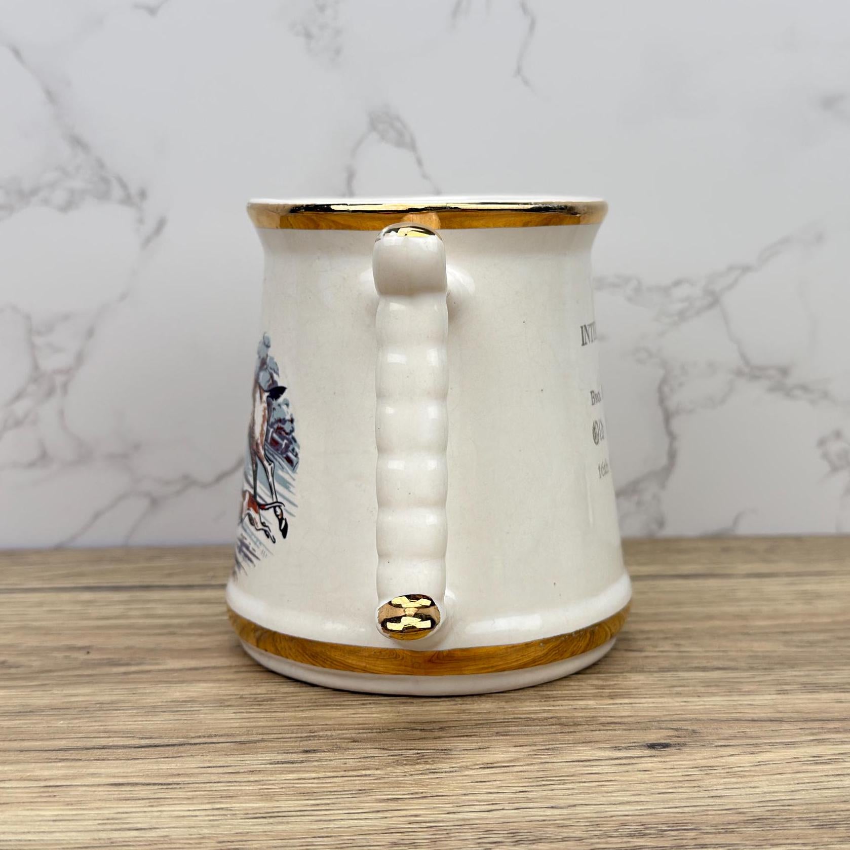 Vintage Prince William Ceramic Tankard, 22 Carat Gold Hunting Scene