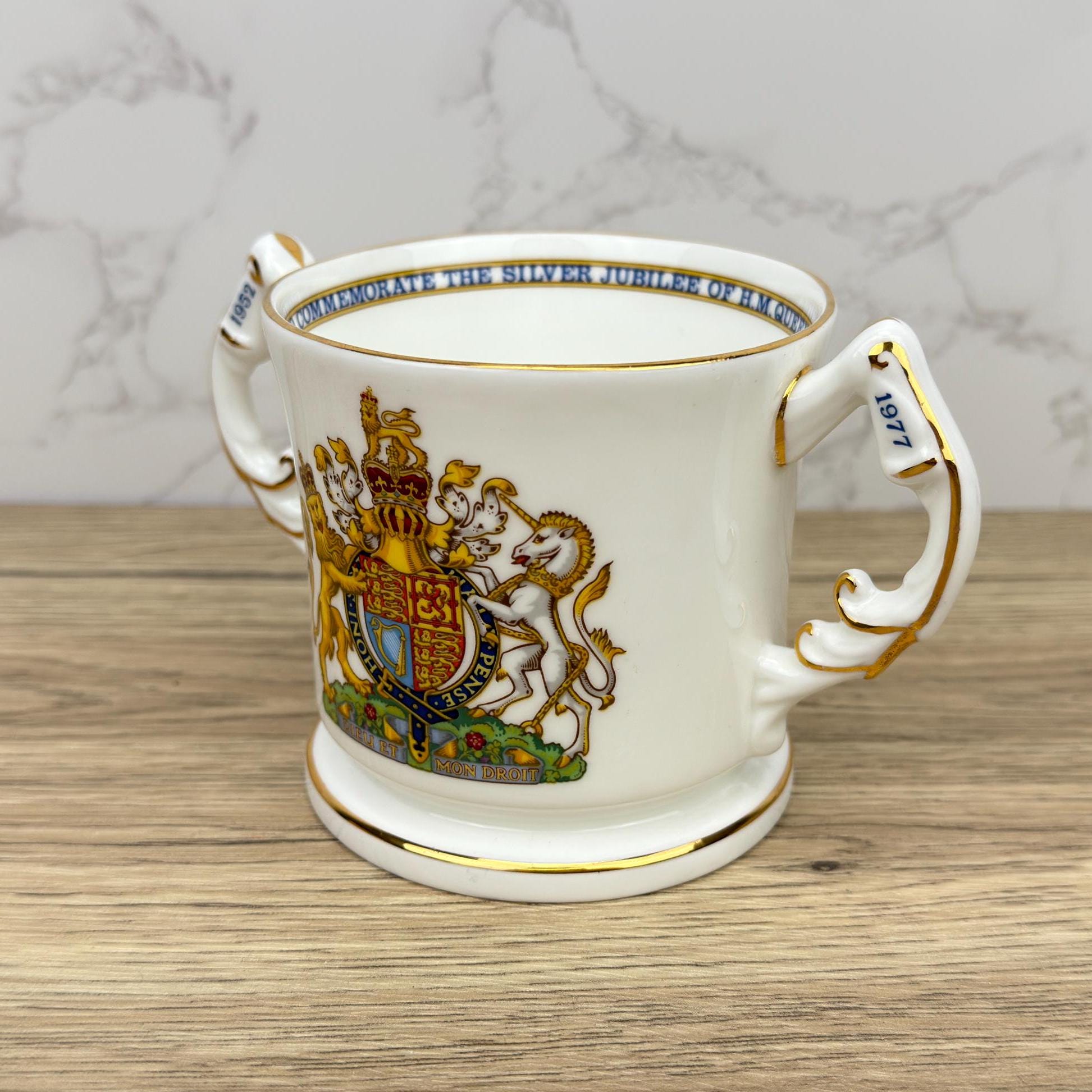 Vintage Aynsley British Royalty Commemorative Mug, Double Handled Tankard