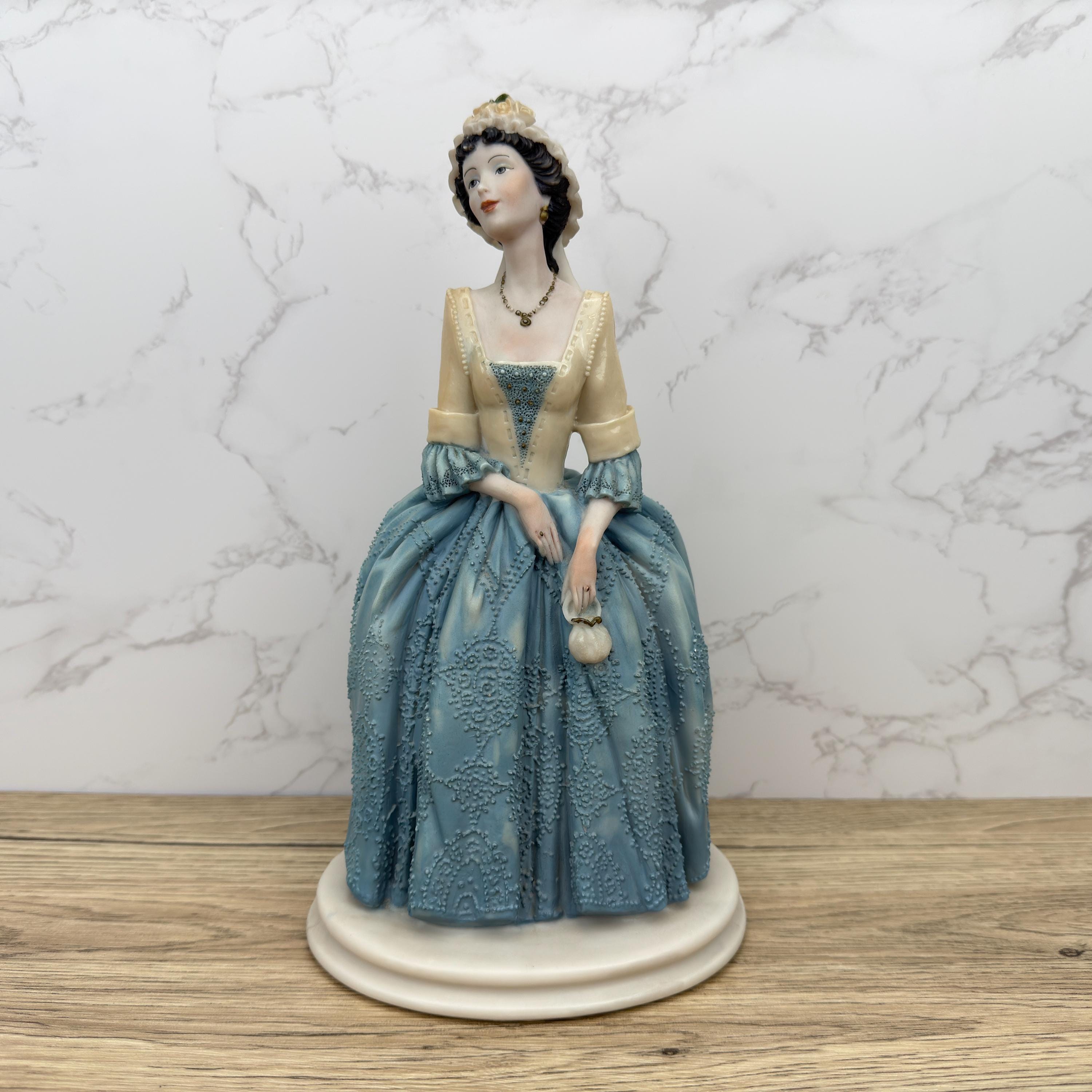 Belcari French Maiden Figurine, Capodimonte Style Resin Lady, Dear Studio Italy