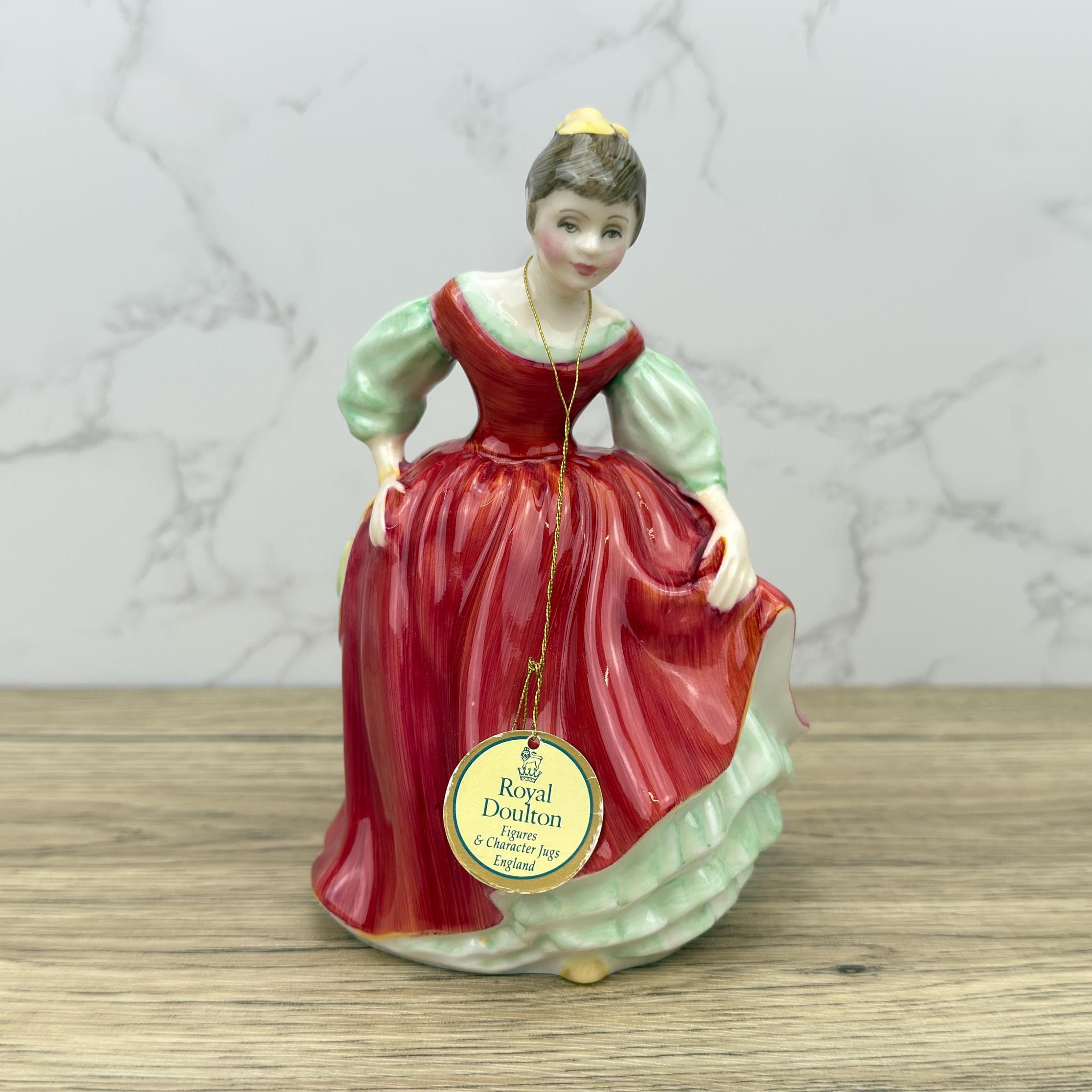 Vintage Royal Doulton Figurine, Fair Maiden HN2434, Lady in Red Dress