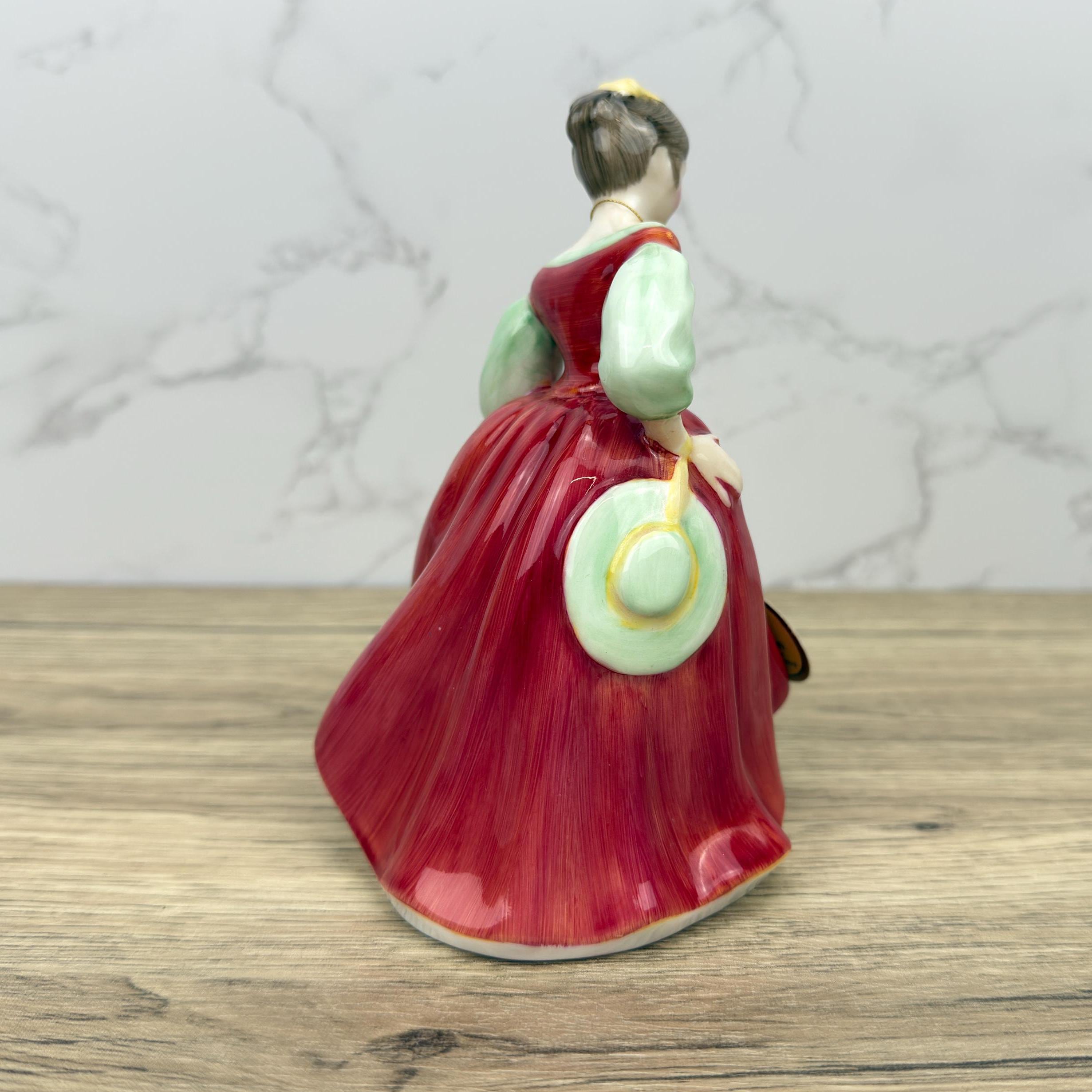 Vintage Royal Doulton Figurine, Fair Maiden HN2434, Lady in Red Dress