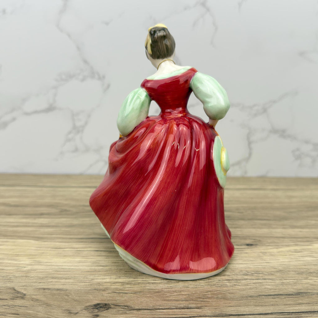 Vintage Royal Doulton Figurine, Fair Maiden HN2434, Lady in Red Dress