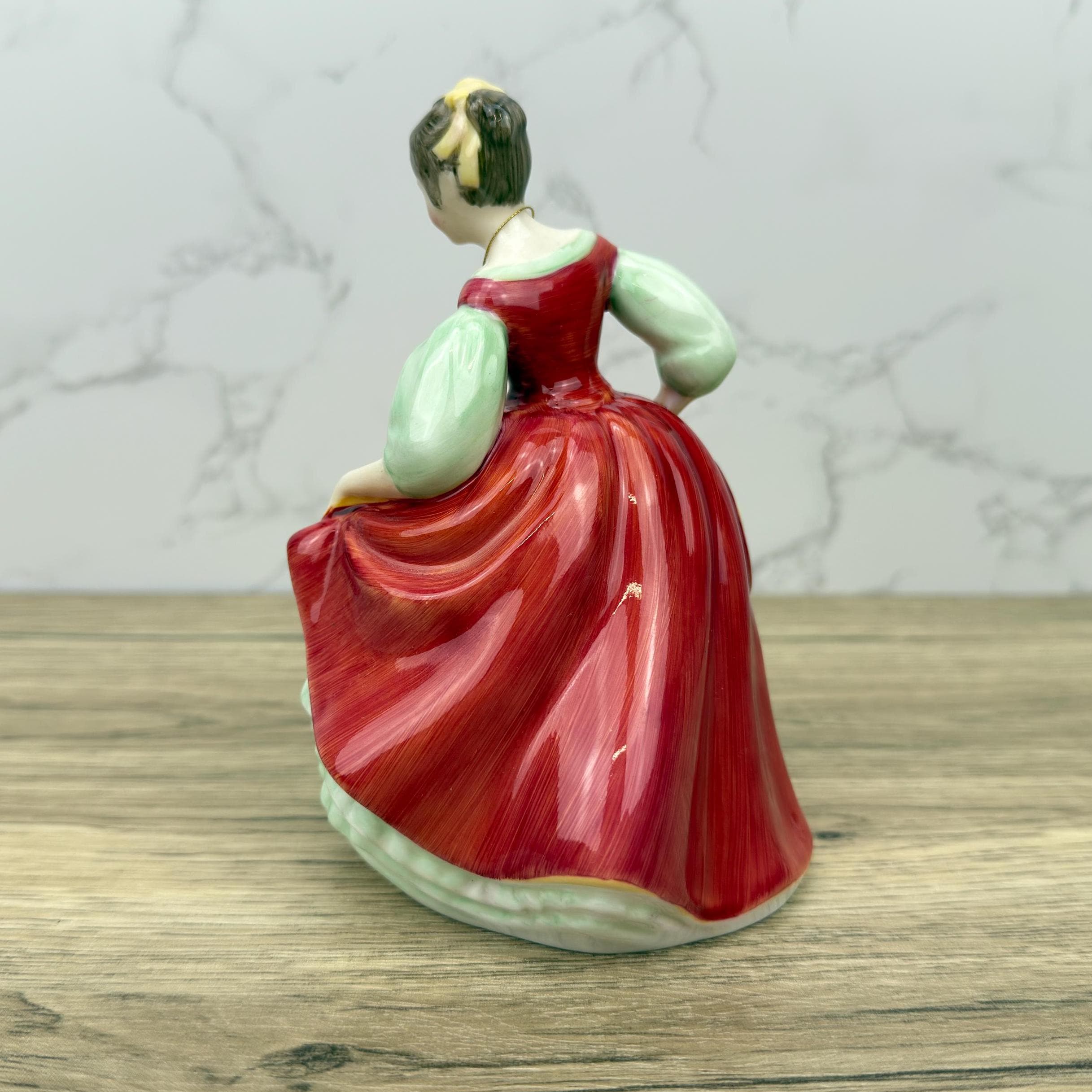 Vintage Royal Doulton Figurine, Fair Maiden HN2434, Lady in Red Dress