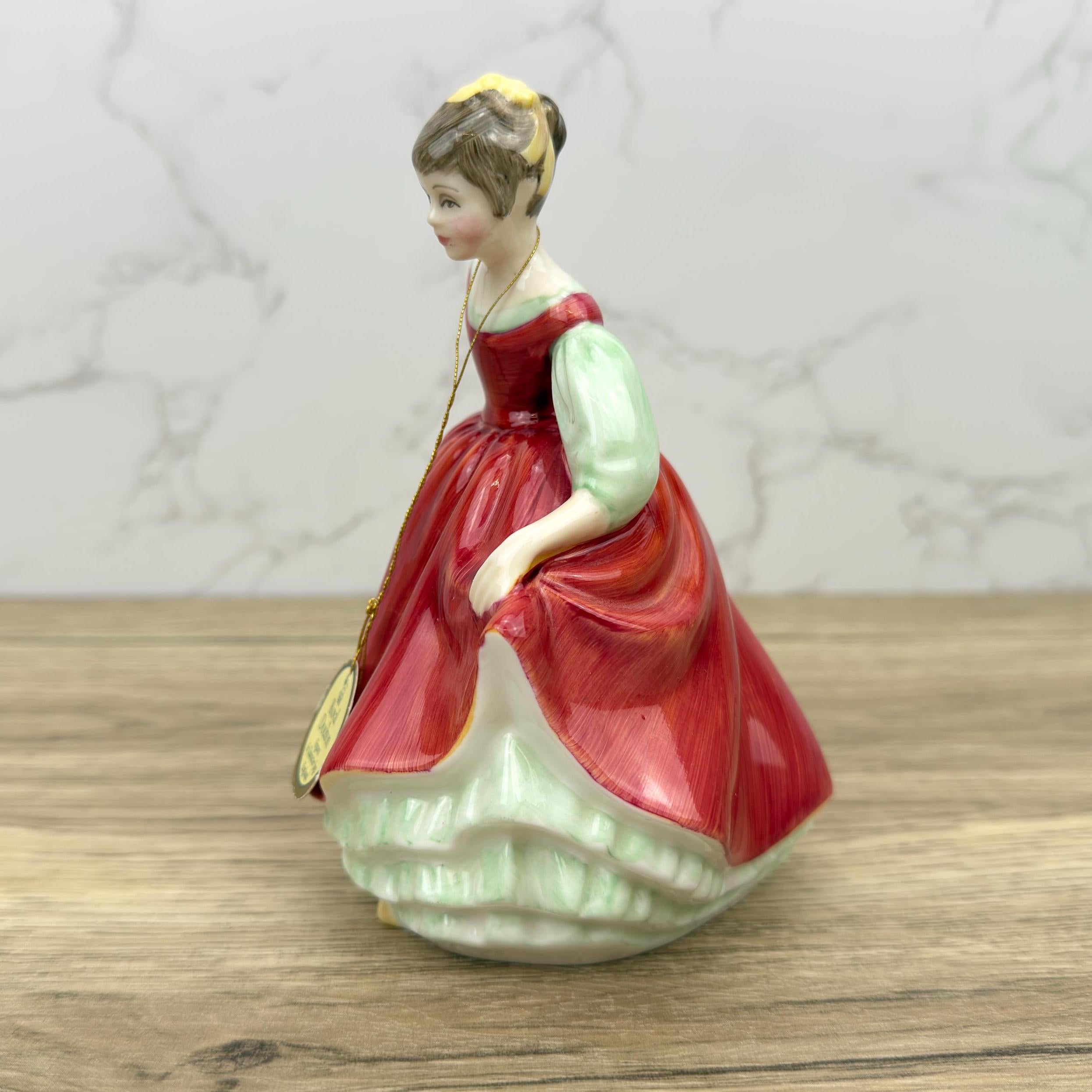 Vintage Royal Doulton Figurine, Fair Maiden HN2434, Lady in Red Dress