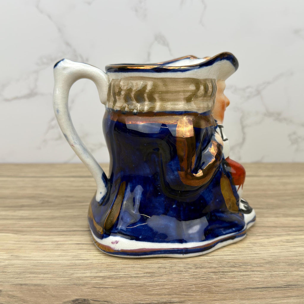 Antique Allerton's Toby Jug, Staffordshire Seated Man Mug, Cobalt Blue & Gold