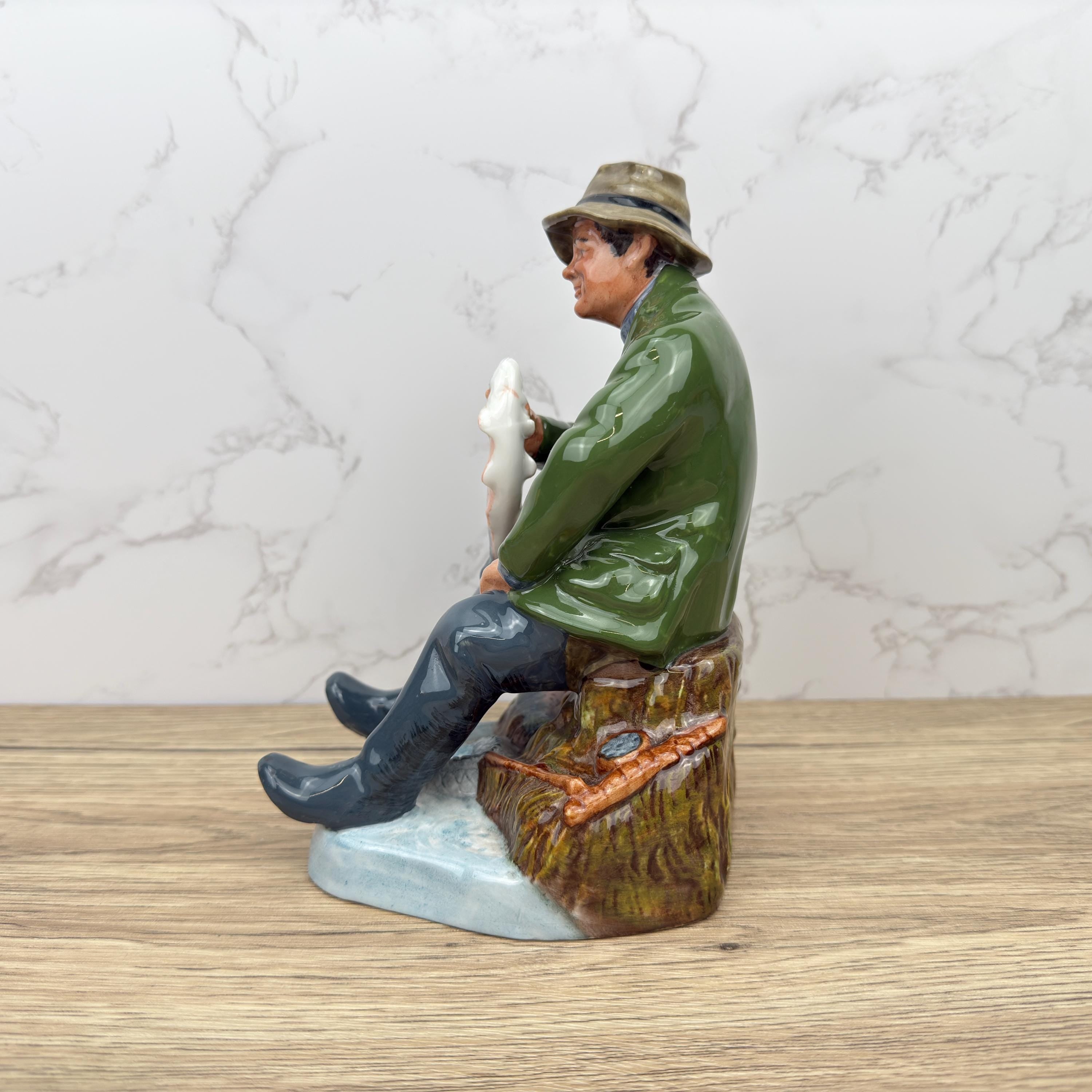 Vintage Royal Doulton Fisherman Figurine, Bone China, A Good Catch HN2258