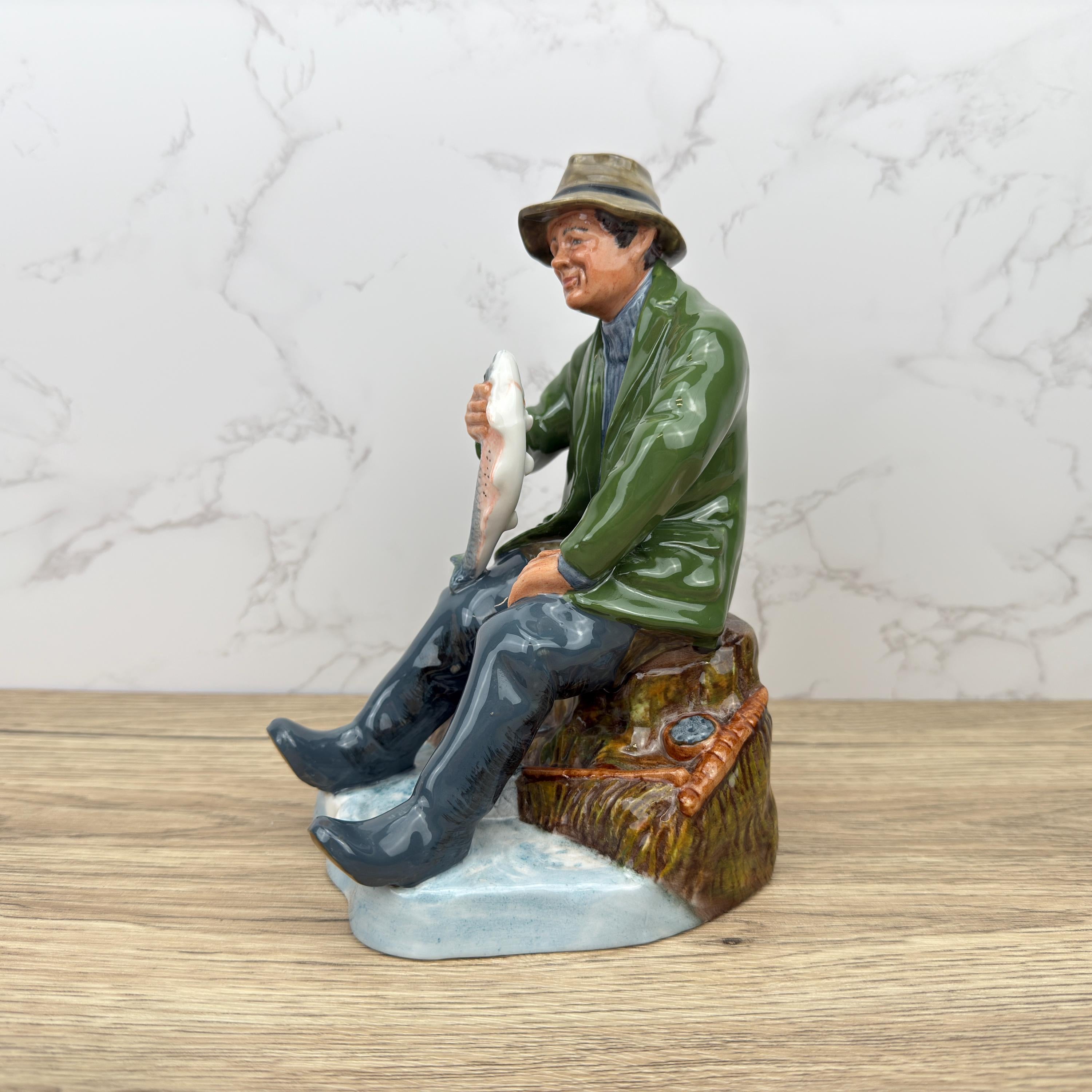 Vintage Royal Doulton Fisherman Figurine, Bone China, A Good Catch HN2258