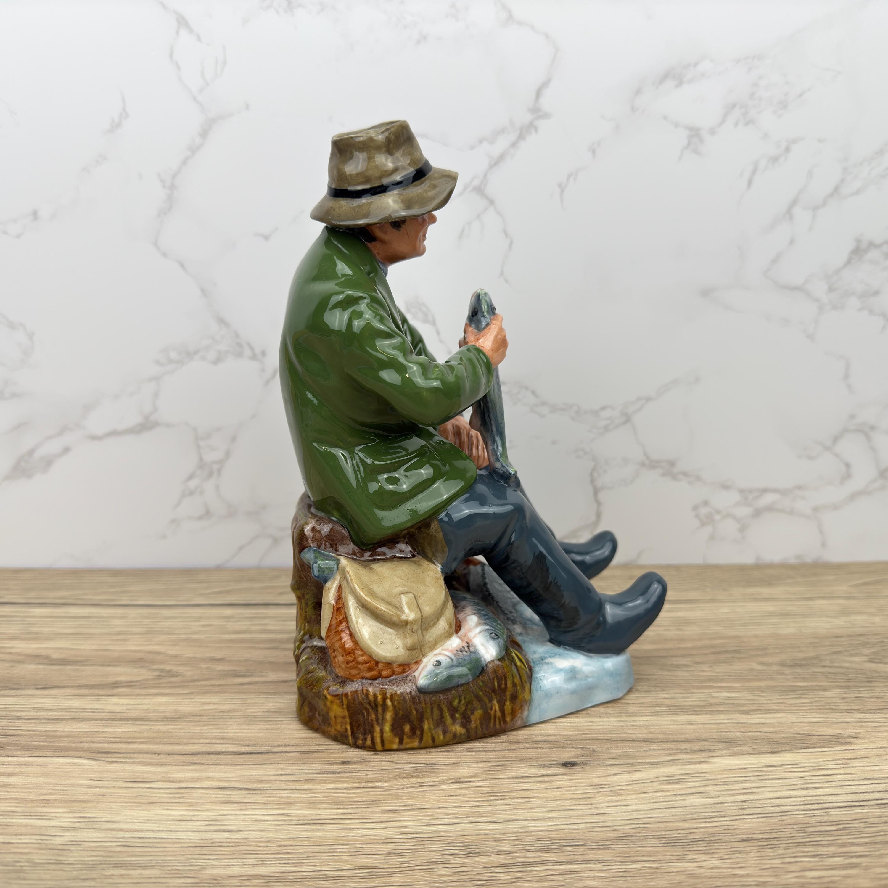 Vintage Royal Doulton Fisherman Figurine, Bone China, A Good Catch HN2258