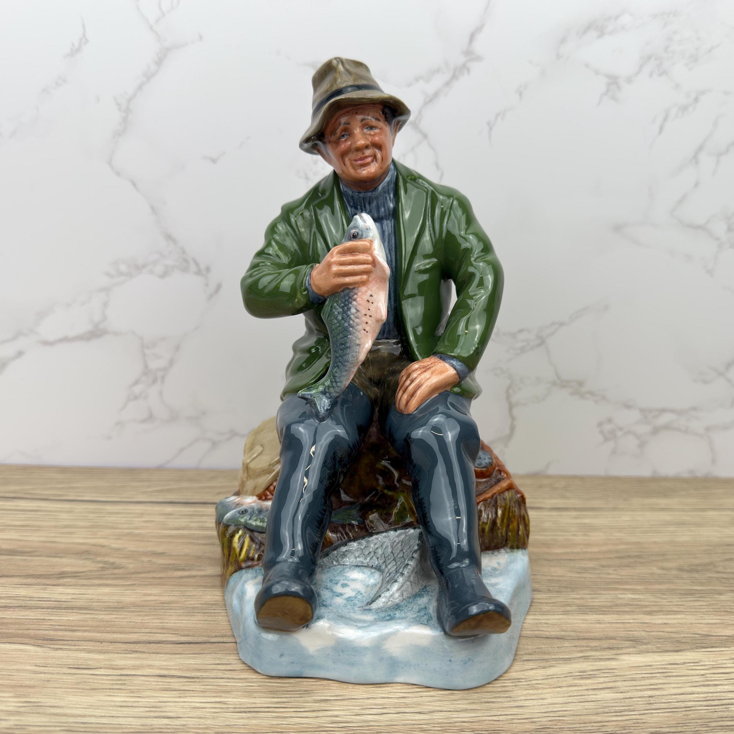 Vintage Royal Doulton Fisherman Figurine, Bone China, A Good Catch HN2258