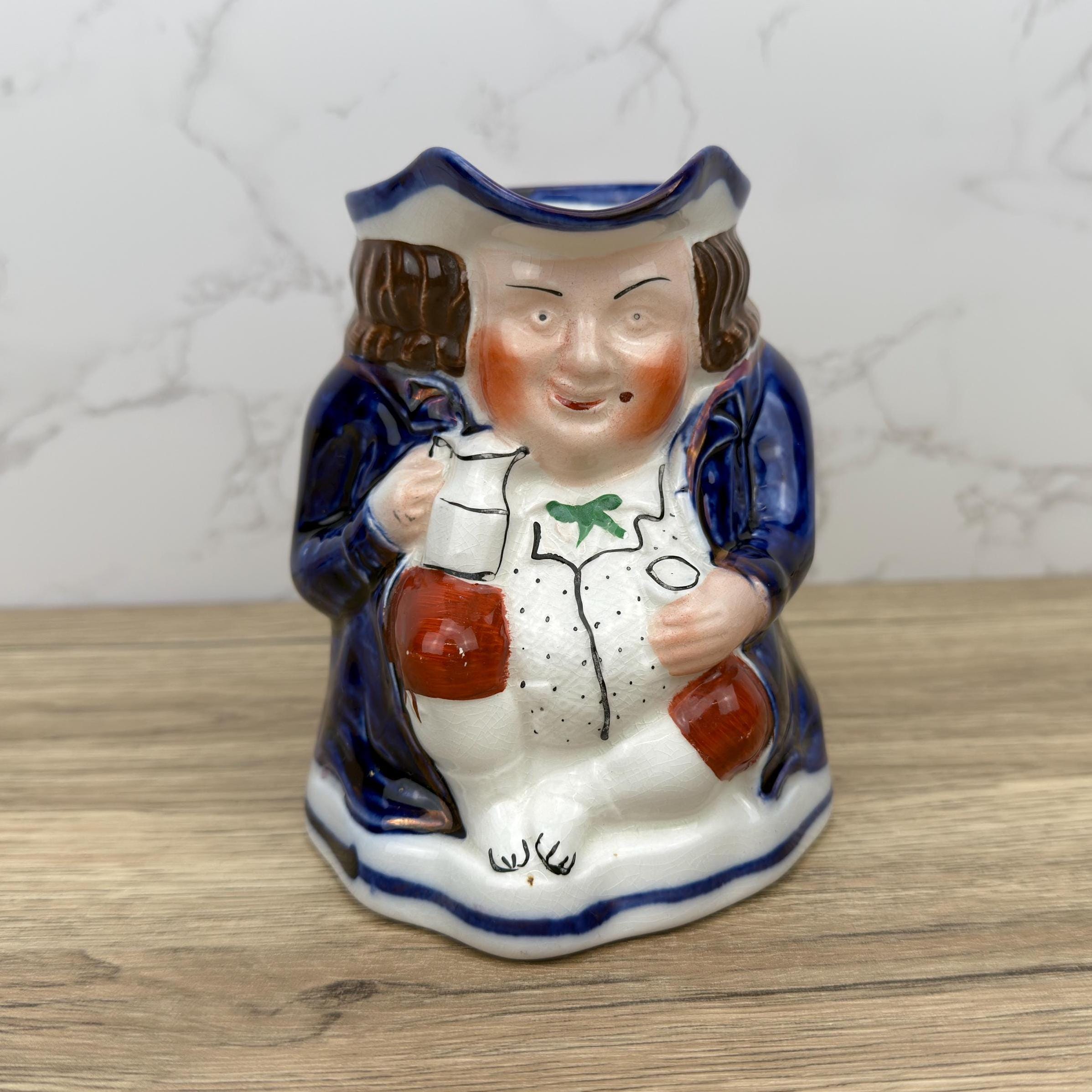 Antique Allertons Toby Jug, Gaudy Copper Lustre, Staffordshire Pottery