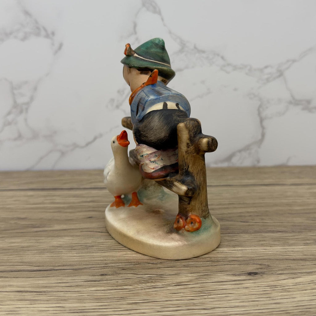 Vintage Hummel "Barnyard Hero" Figurine, Boy on Fence with Goose
