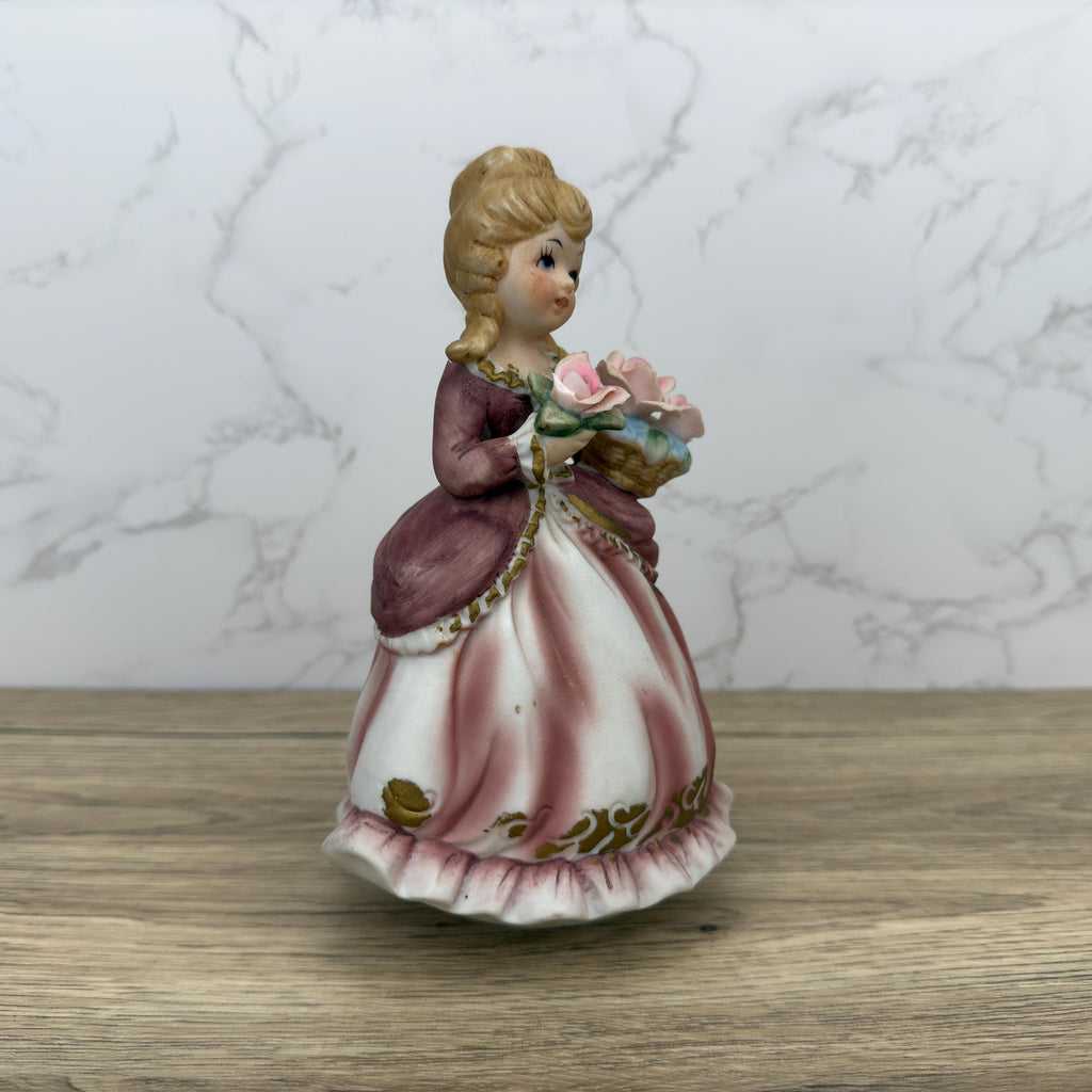 Vintage Porcelain Girl Musical Figurine, Giftcraft Music Box