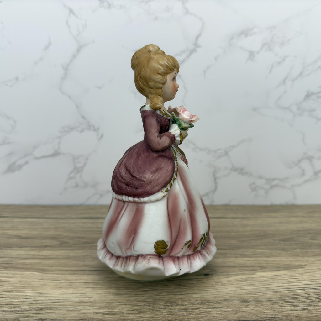 Vintage Porcelain Girl Musical Figurine, Giftcraft Music Box