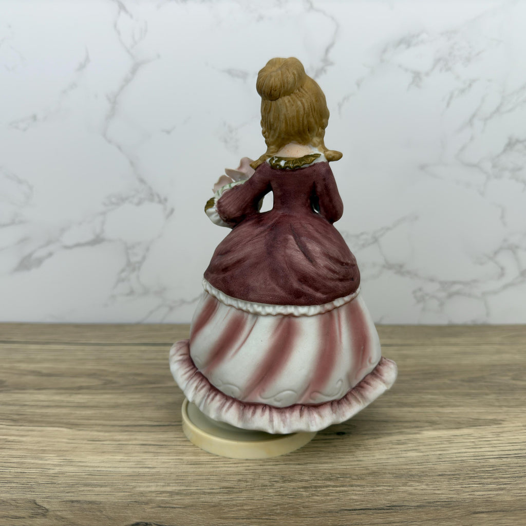 Vintage Porcelain Girl Musical Figurine, Giftcraft Music Box