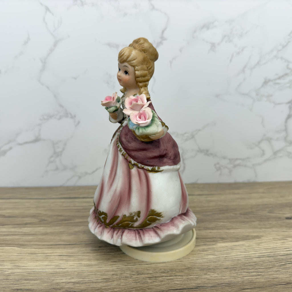 Vintage Porcelain Girl Musical Figurine, Giftcraft Music Box