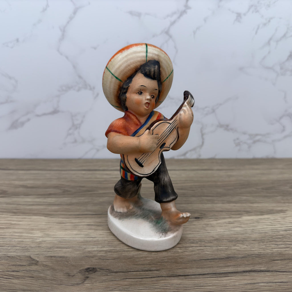 Vintage Friedel Bavaria Porcelain Boy Figurine, Mexican Guitar Player