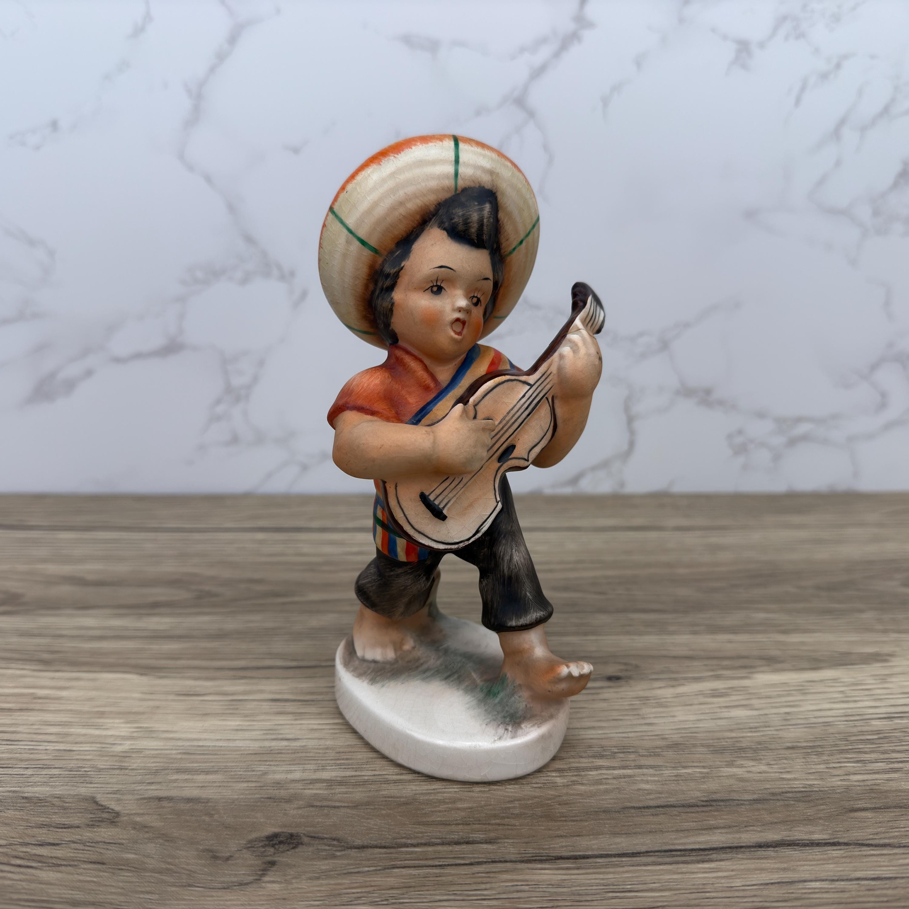 Vintage Friedel Bavaria Porcelain Boy Figurine, Mexican Guitar Player