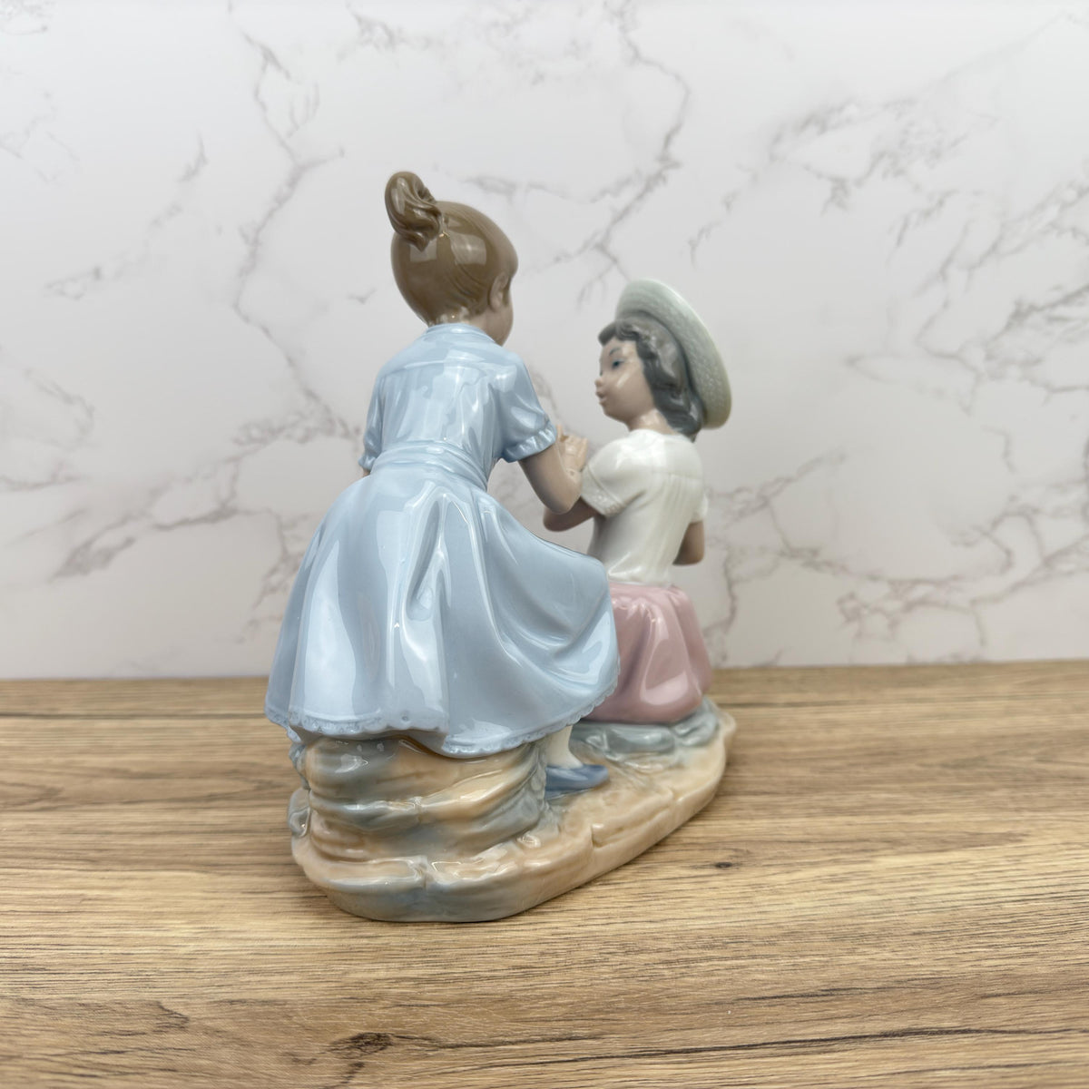 Vintage NAO Lladro Porcelain Figurine, Two Girls with Doll